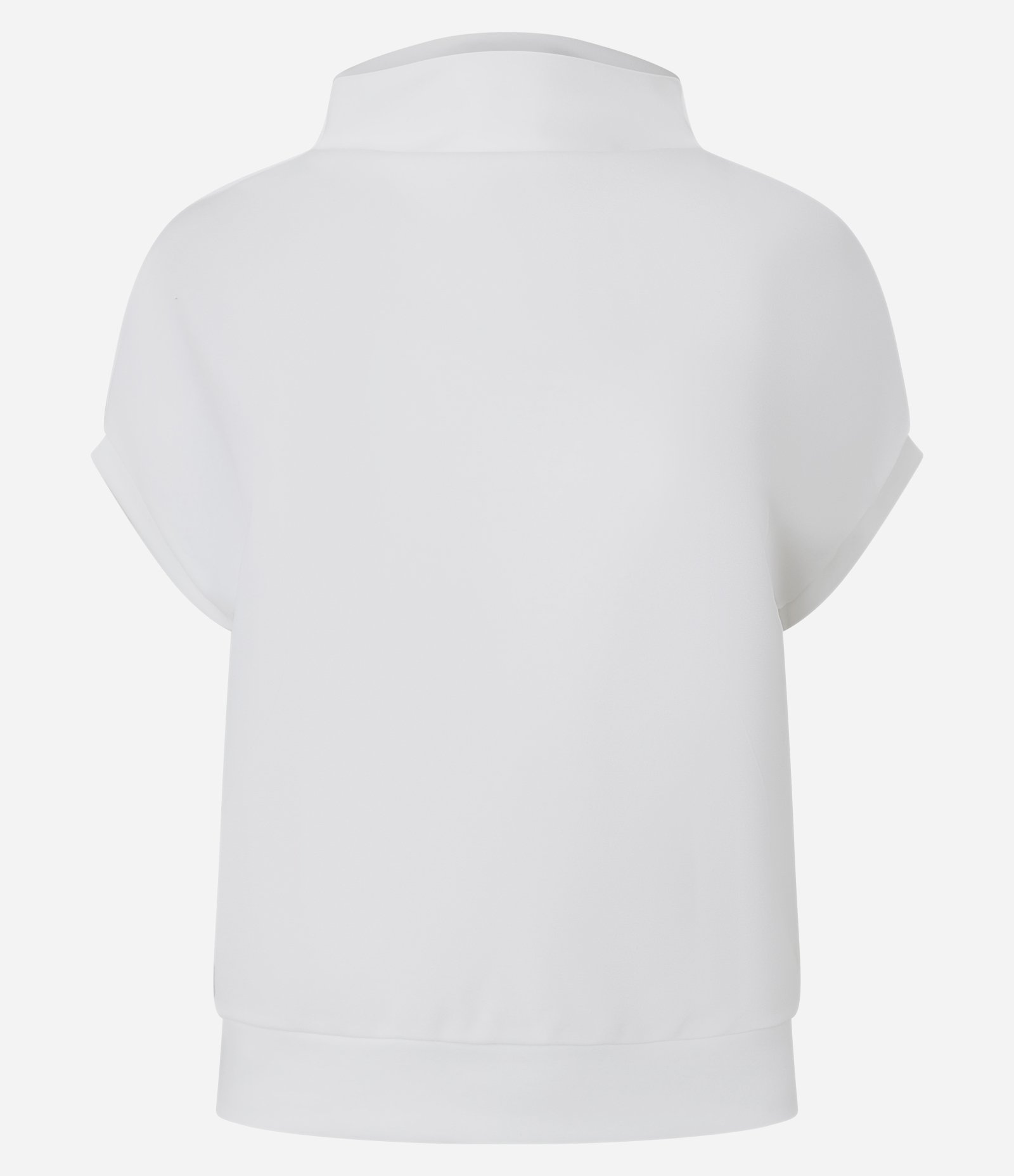 Blusa Manga Curta em Crepe com Gola Alta Branco 5