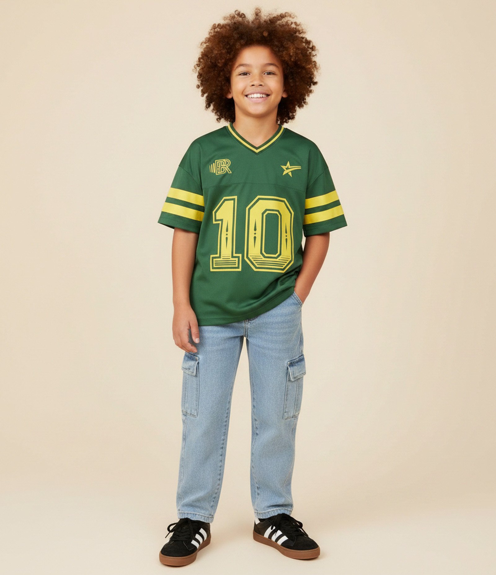Camiseta Esportiva Infantil com Tecnologia Dry Estampa Brasil – Tam 5 a 14 Anos Verde 1