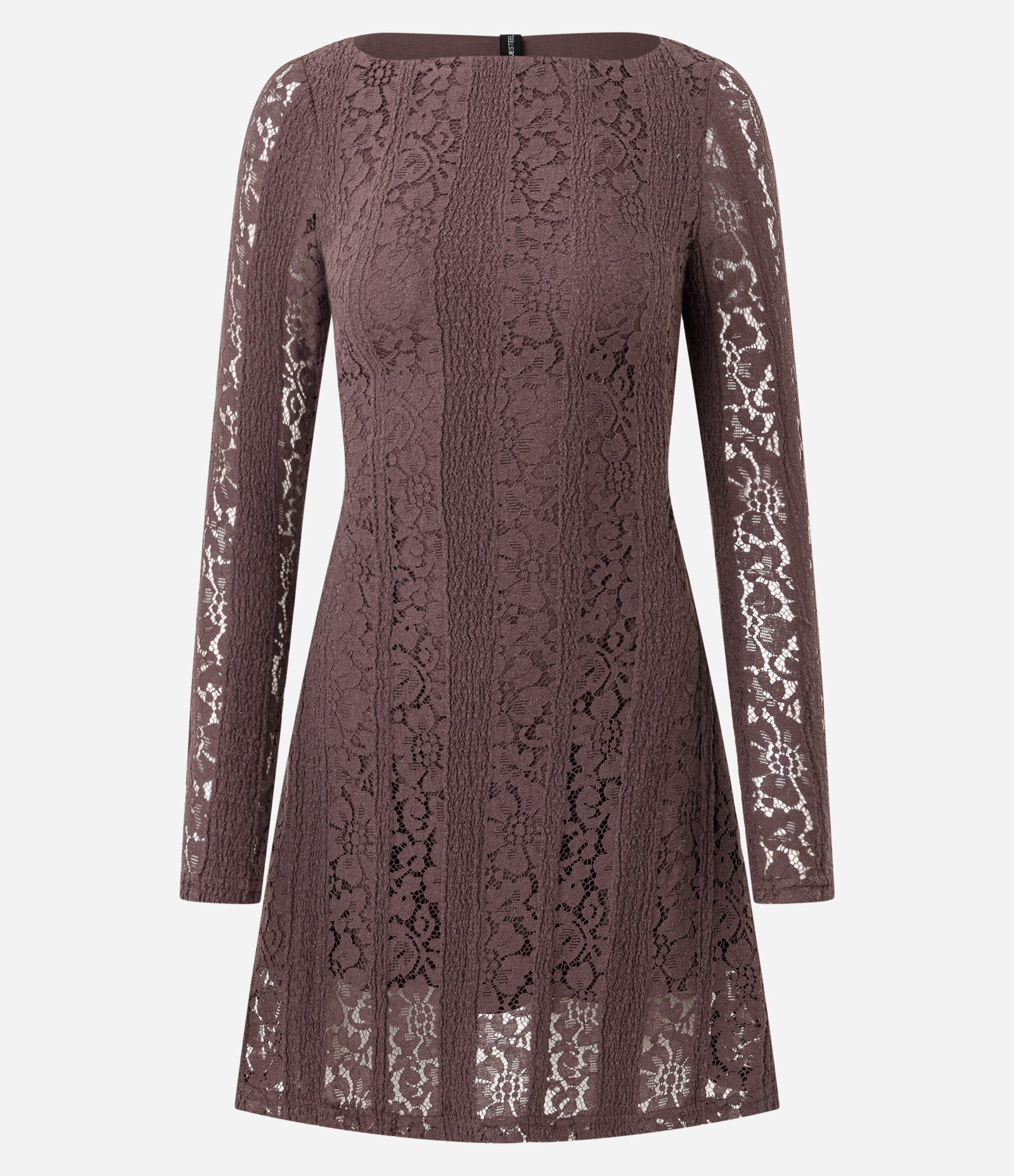 Vestido Curto em Renda com Manga Longa Roxo 5