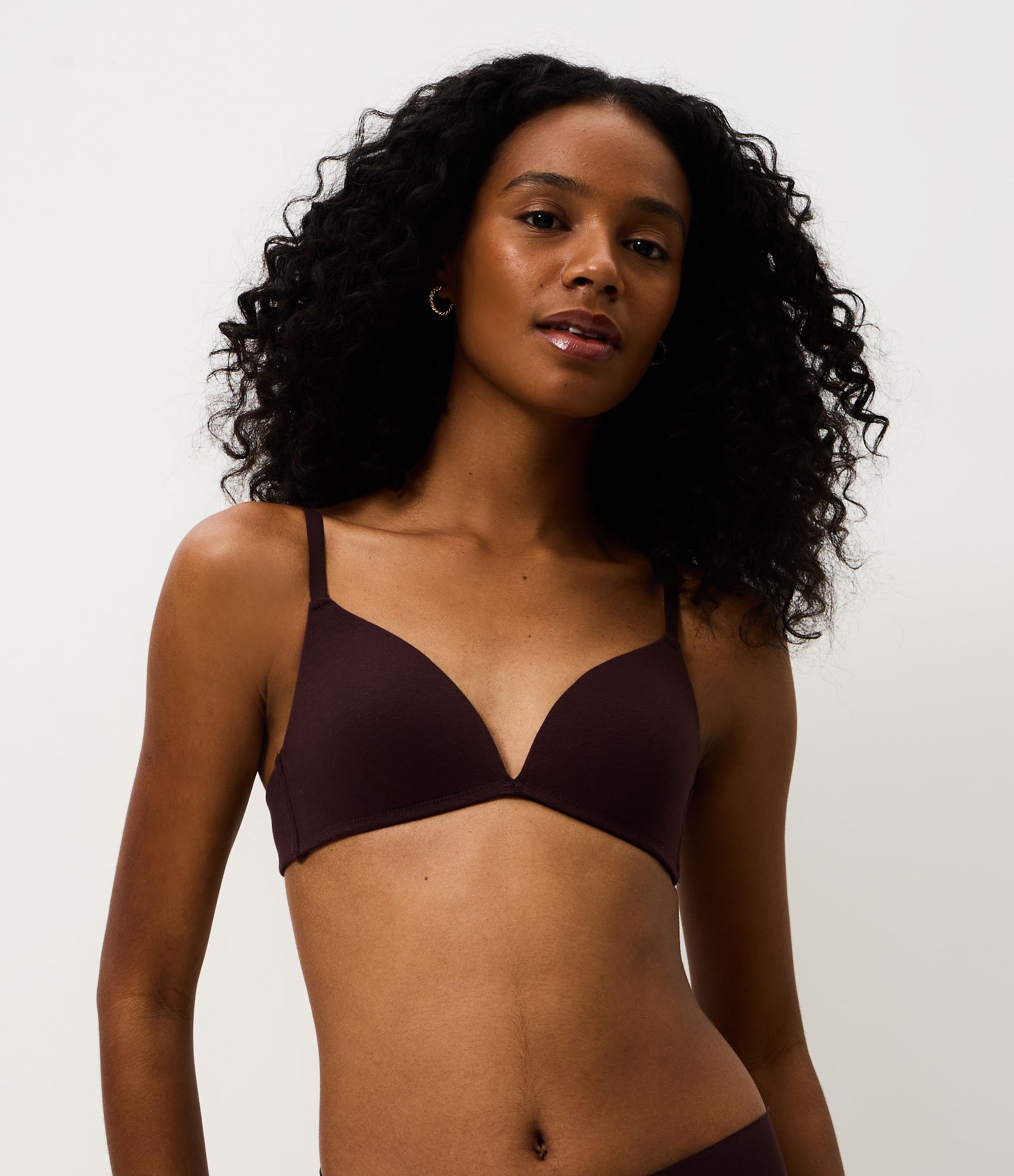 Sutia Bojo Triangular em Cotton Marrom 1