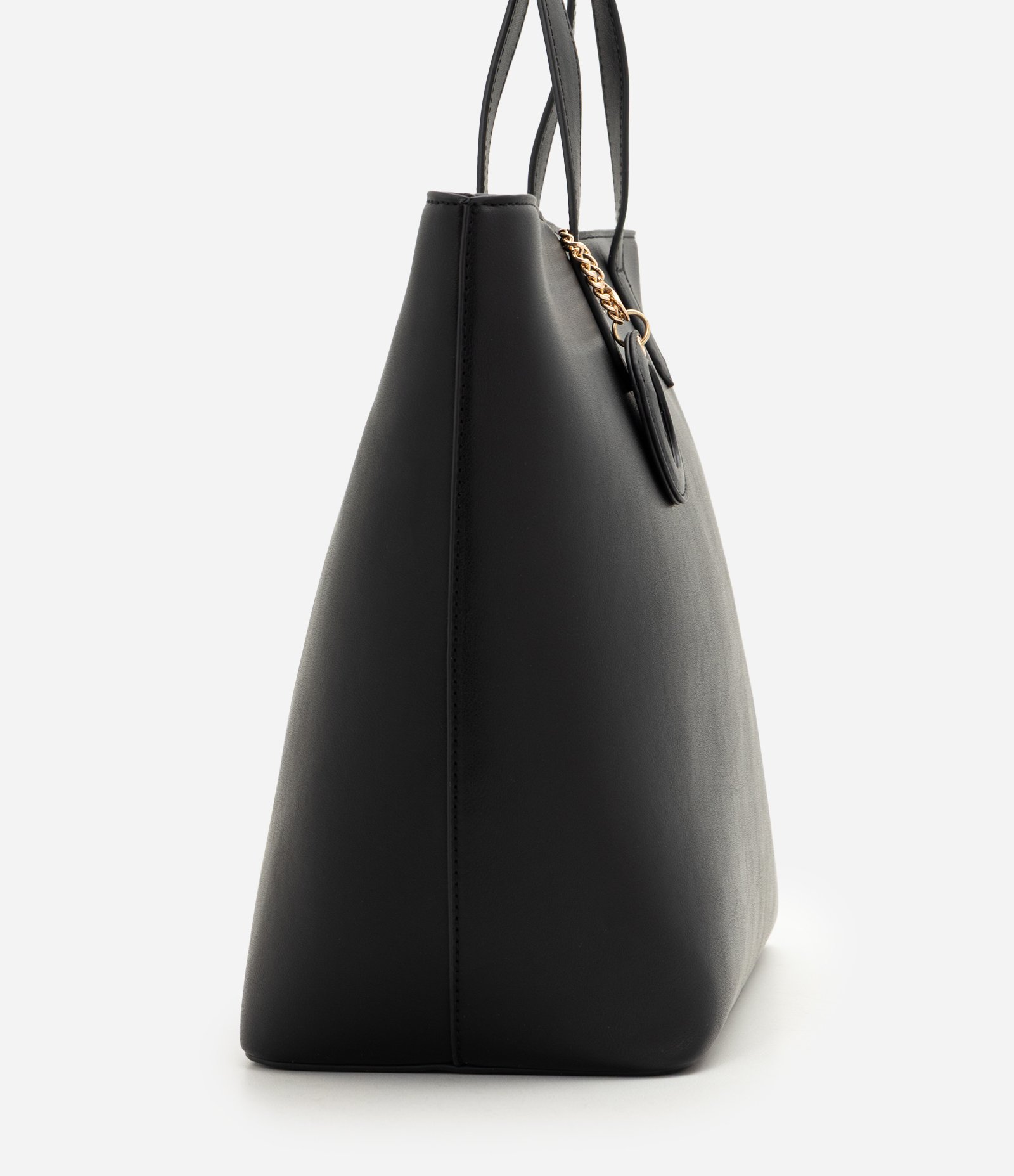 Bolsa Shopper Grande em PU com Pendente de Espelho Preto 2