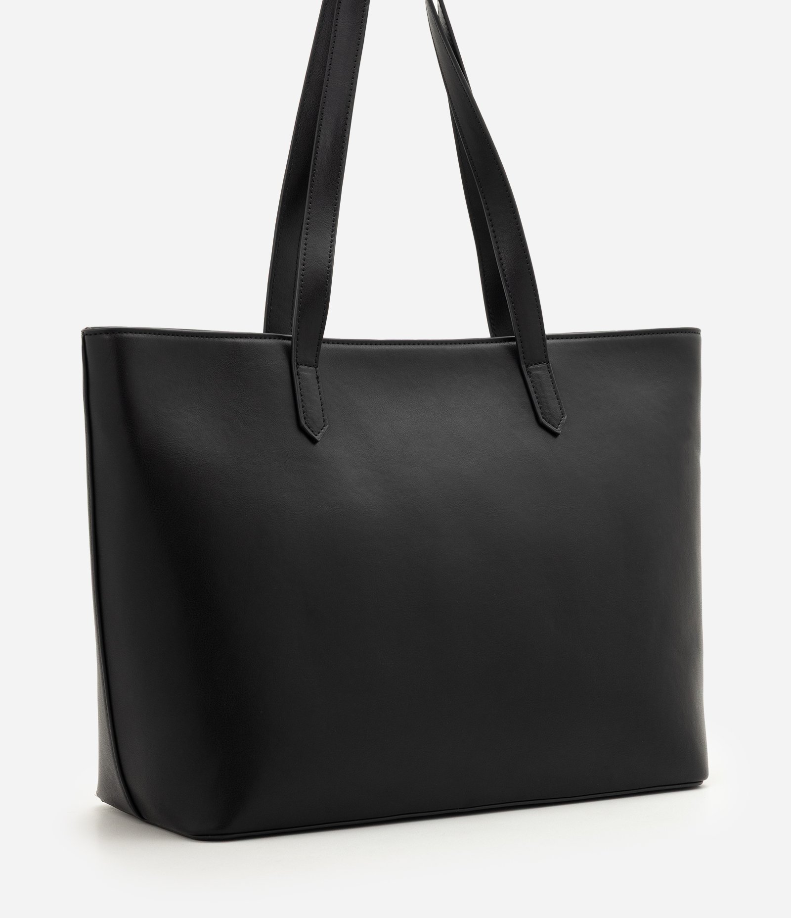 Bolsa Shopper Grande em PU com Pendente de Espelho Preto 3