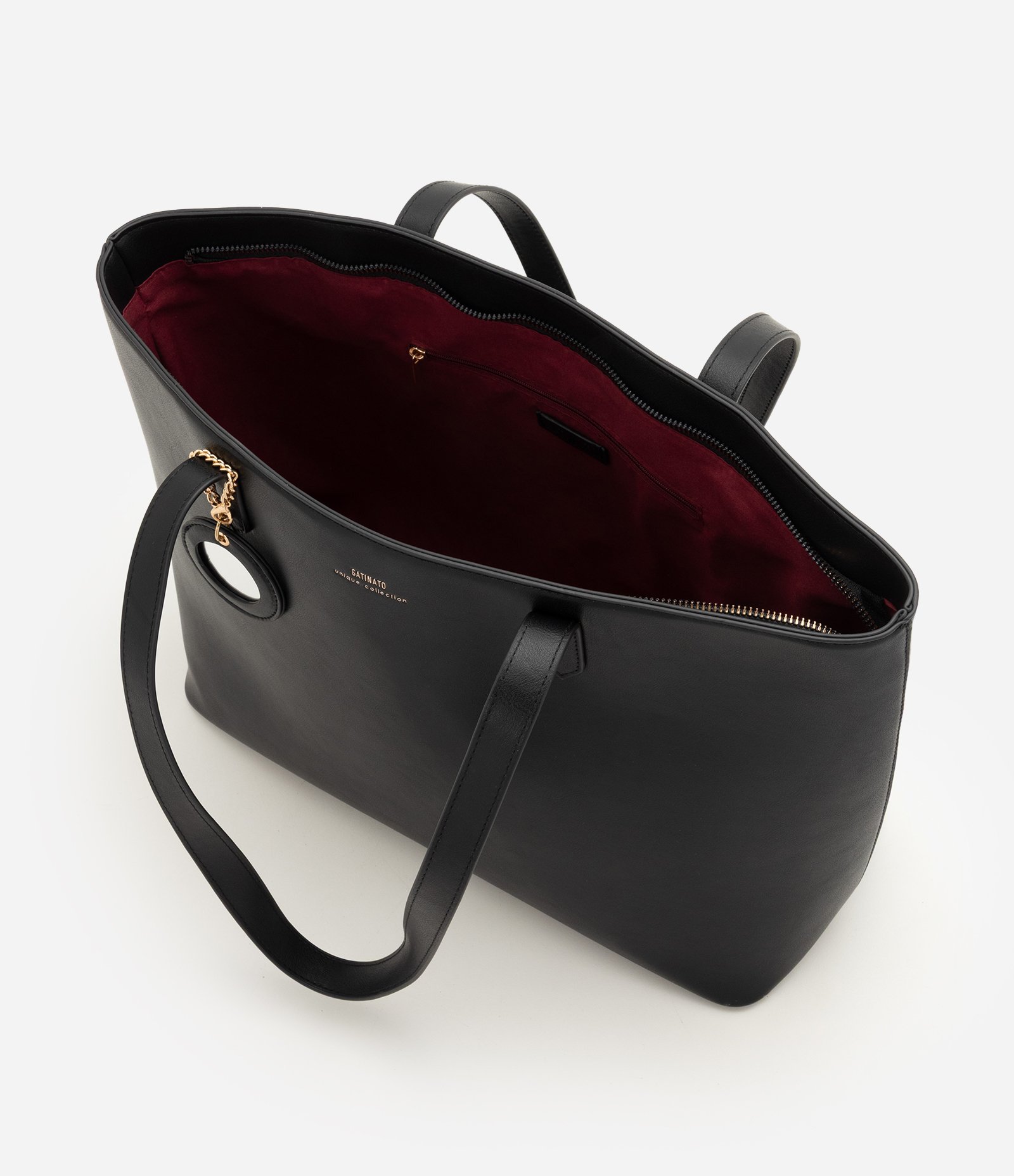 Bolsa Shopper Grande em PU com Pendente de Espelho Preto 5