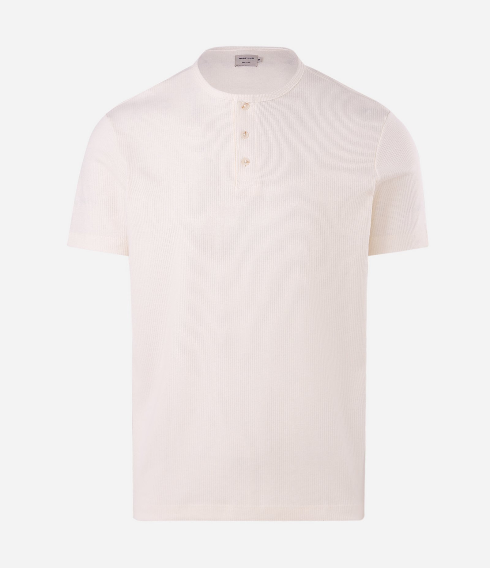 Camiseta Texturizada em Algodão com Gola Henley Off White 4