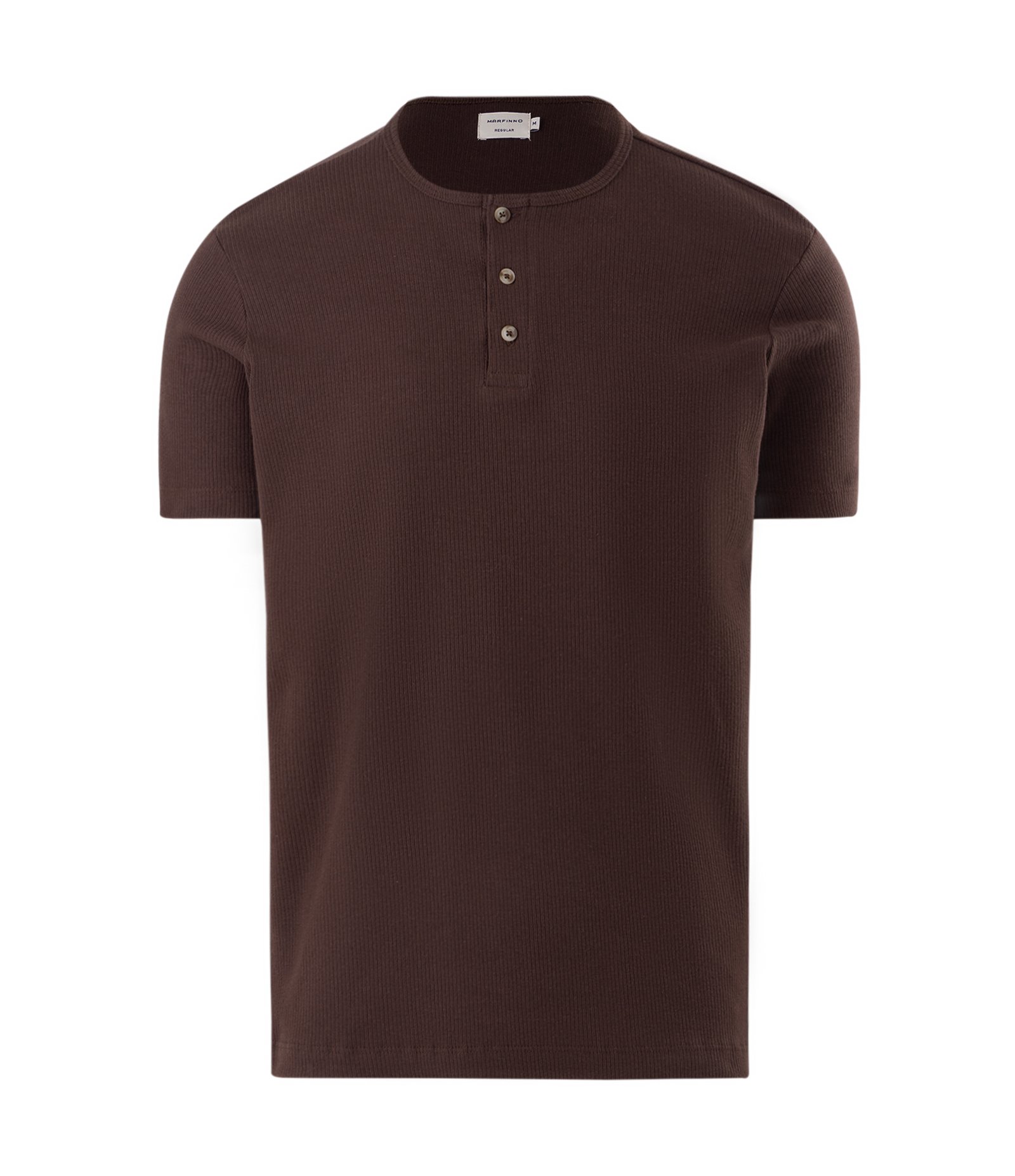 Camiseta Texturizada em Algodão com Gola Henley Marrom 3