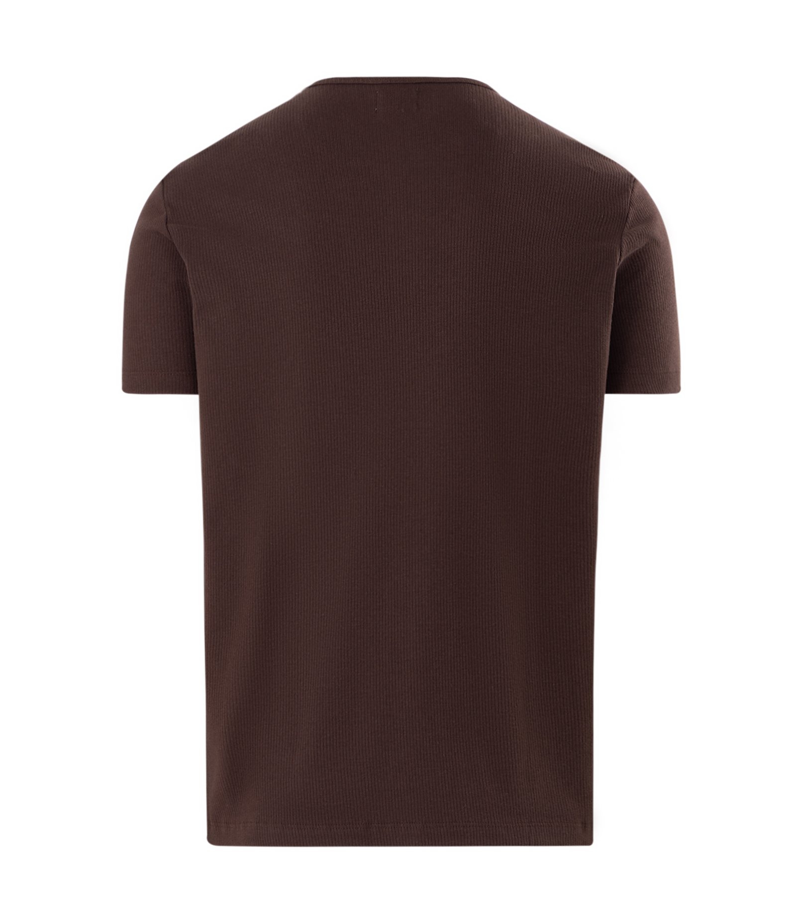 Camiseta Texturizada em Algodão com Gola Henley Marrom 4