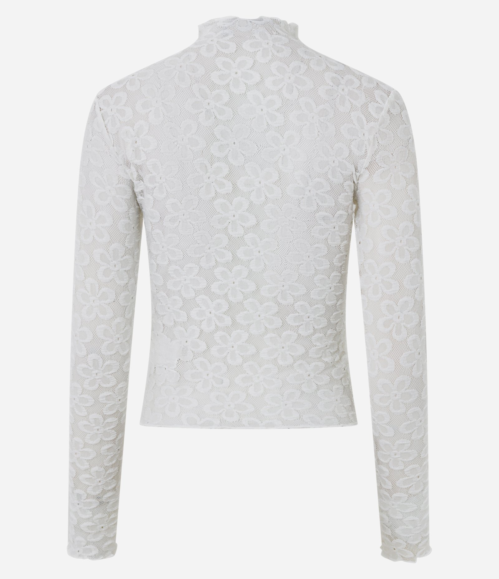 Blusa em Renda Floral com Golinha Alta Branco 7
