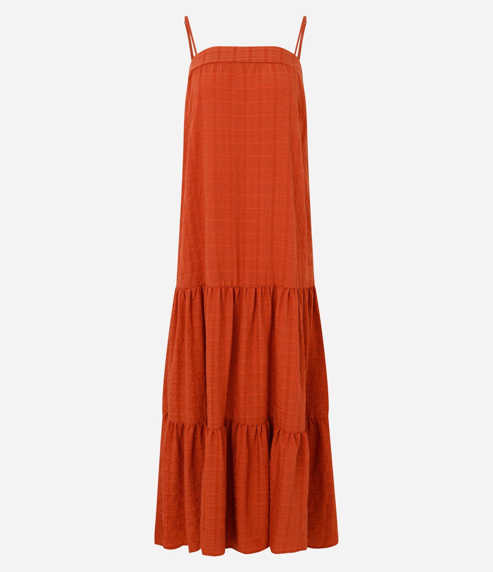 Vestido Midi em Viscose com Decote Quadrado Laranja 1