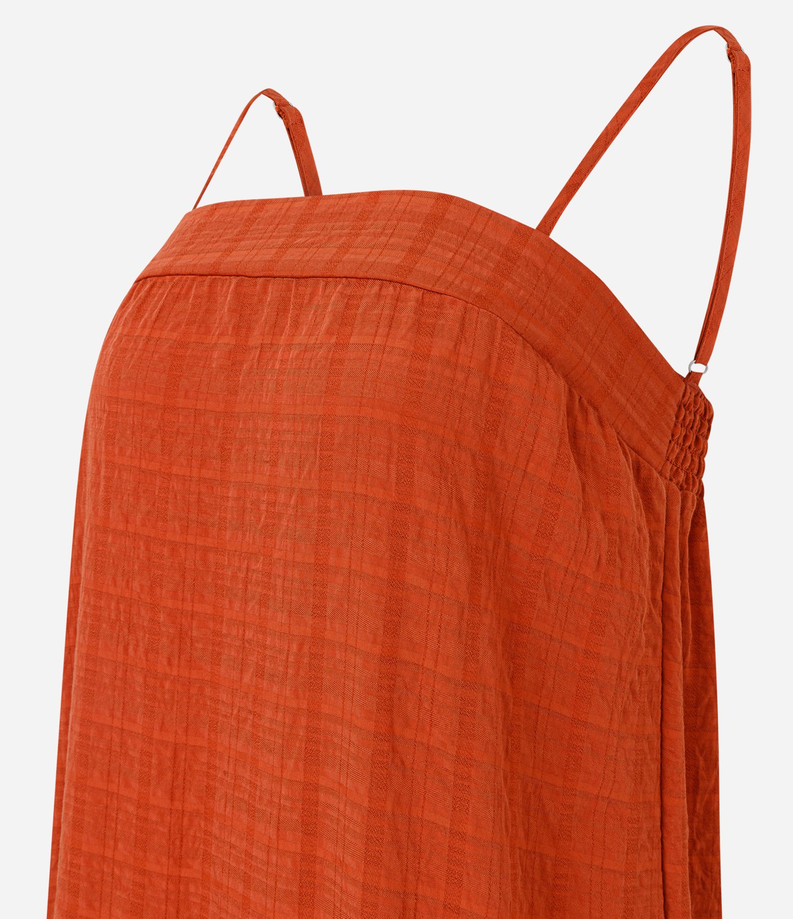 Vestido Midi em Viscose com Decote Quadrado Laranja 2