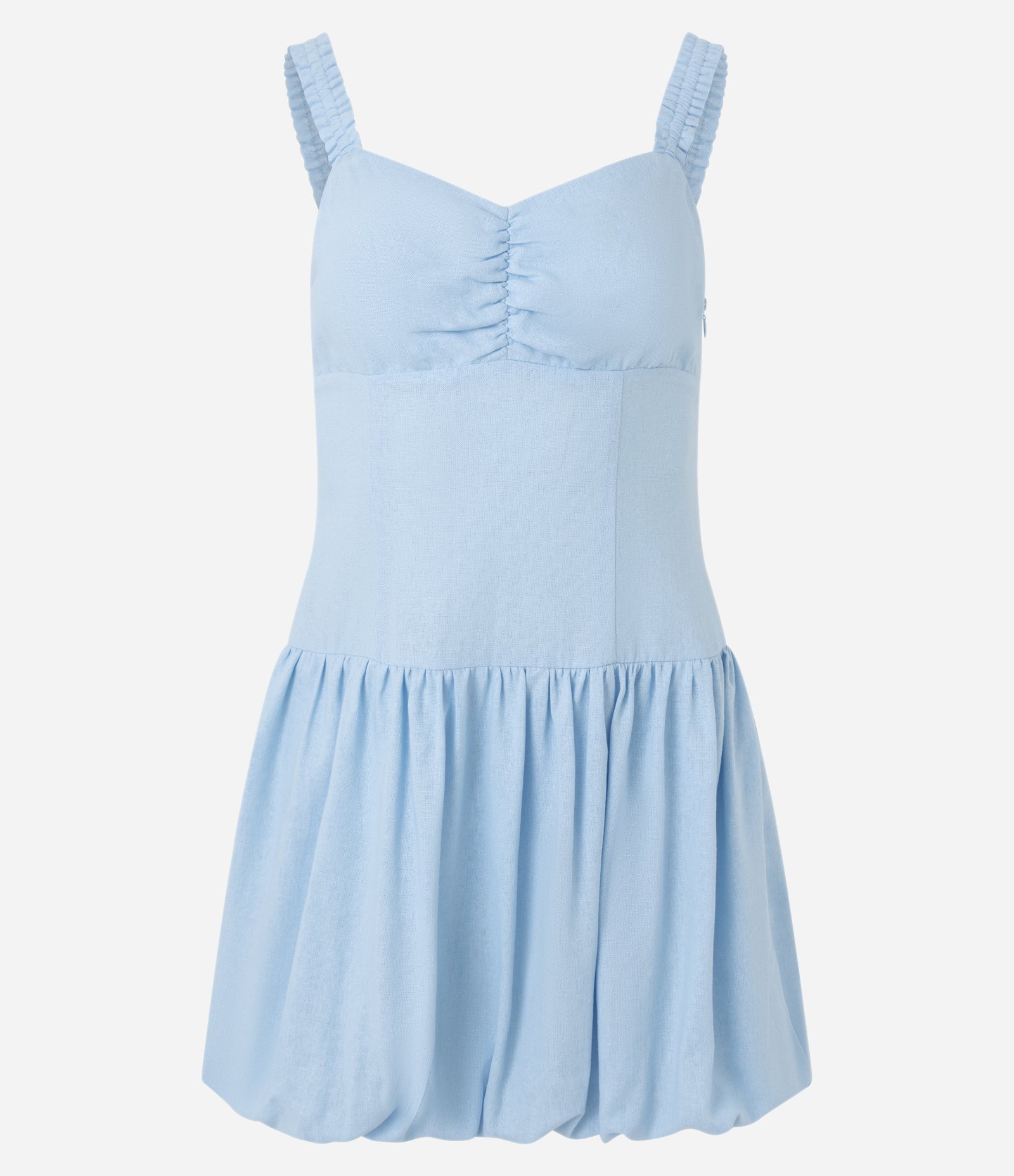 Vestido Curto em Viscolinho com Saia Balonê Azul 5