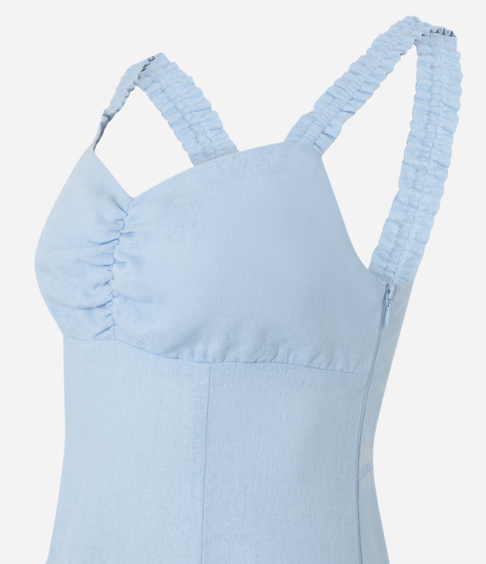 Vestido Curto em Viscolinho com Saia Balonê Azul 6