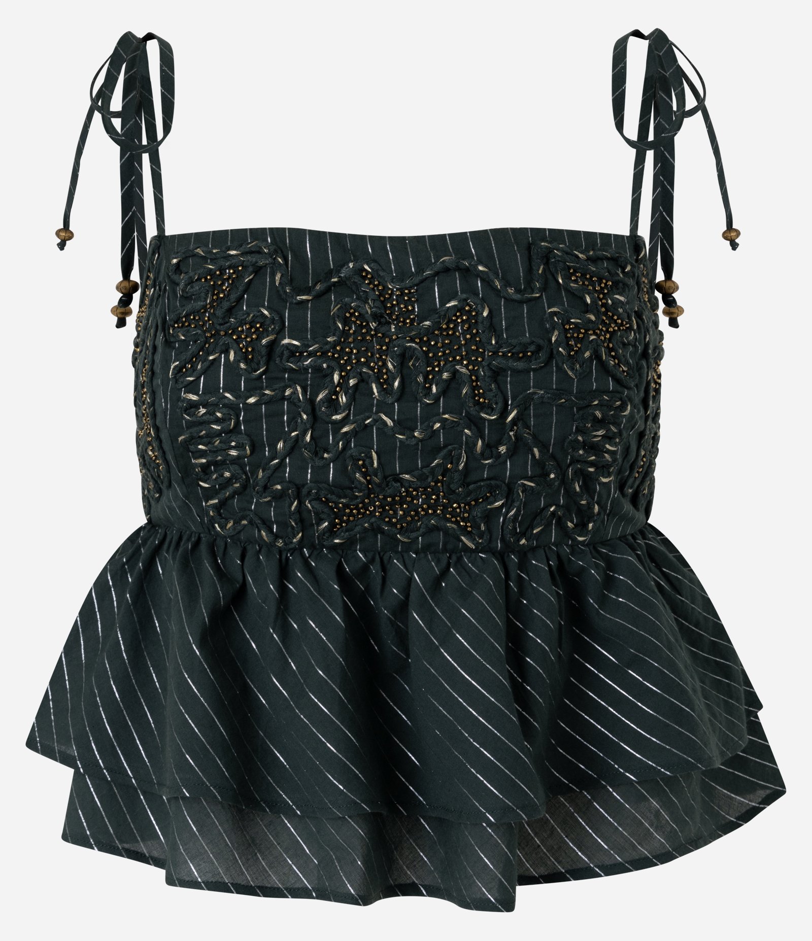 Blusa em Algodão com Bordado e Babado na Barra Verde 5