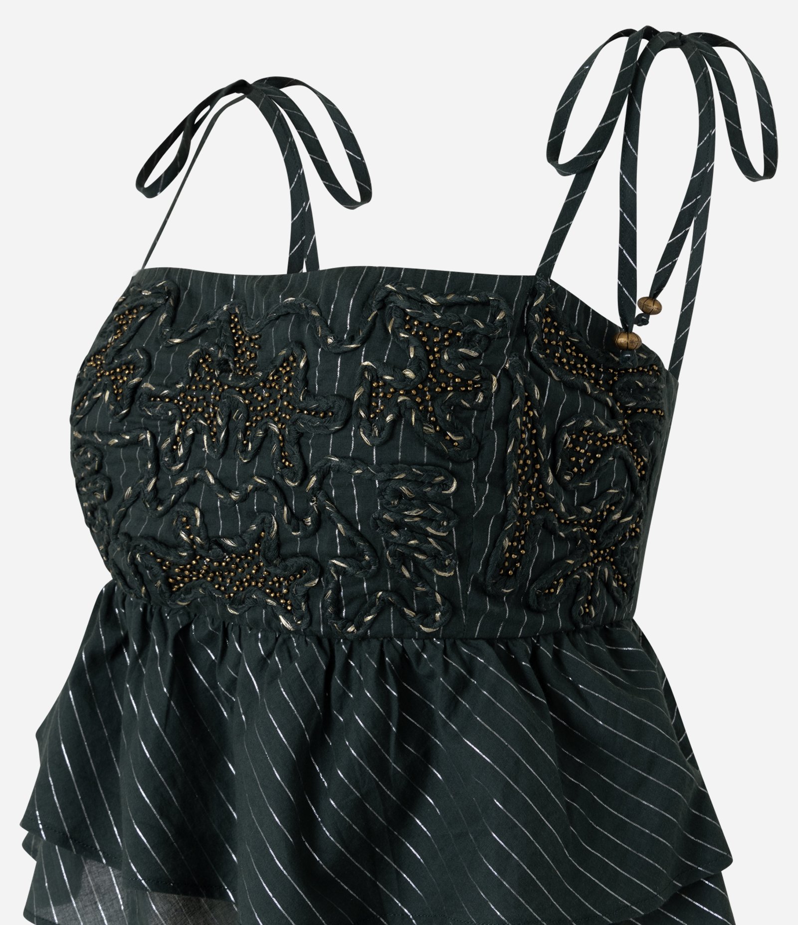 Blusa em Algodão com Bordado e Babado na Barra Verde 6