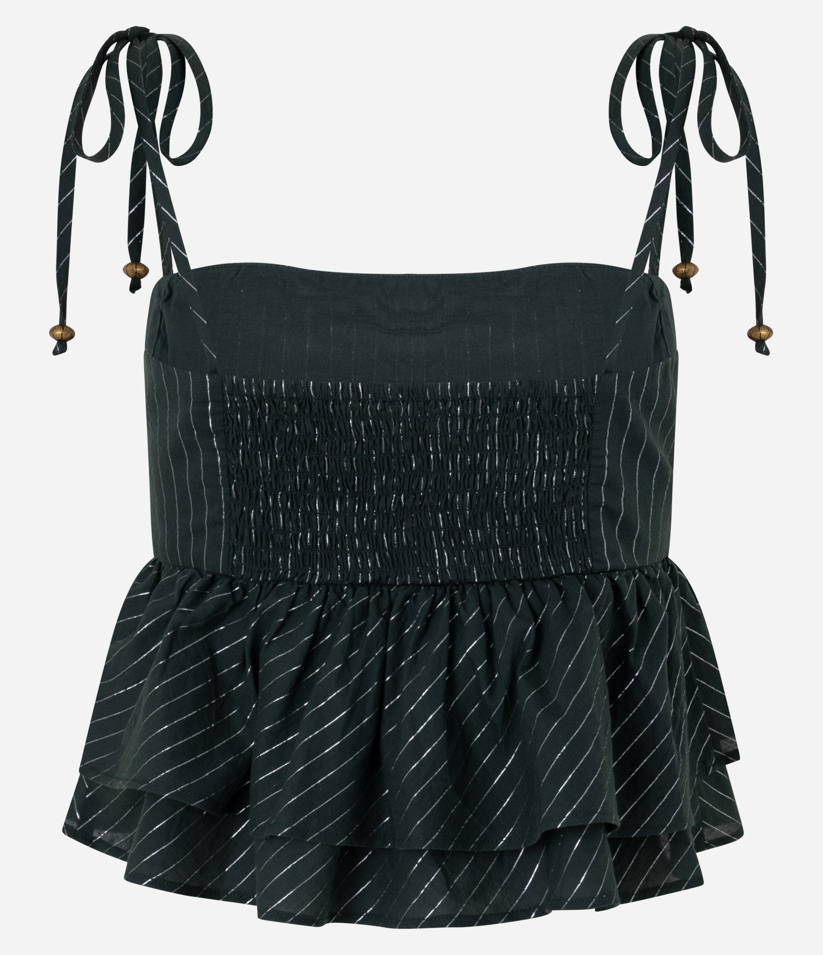 Blusa em Algodão com Bordado e Babado na Barra Verde 7