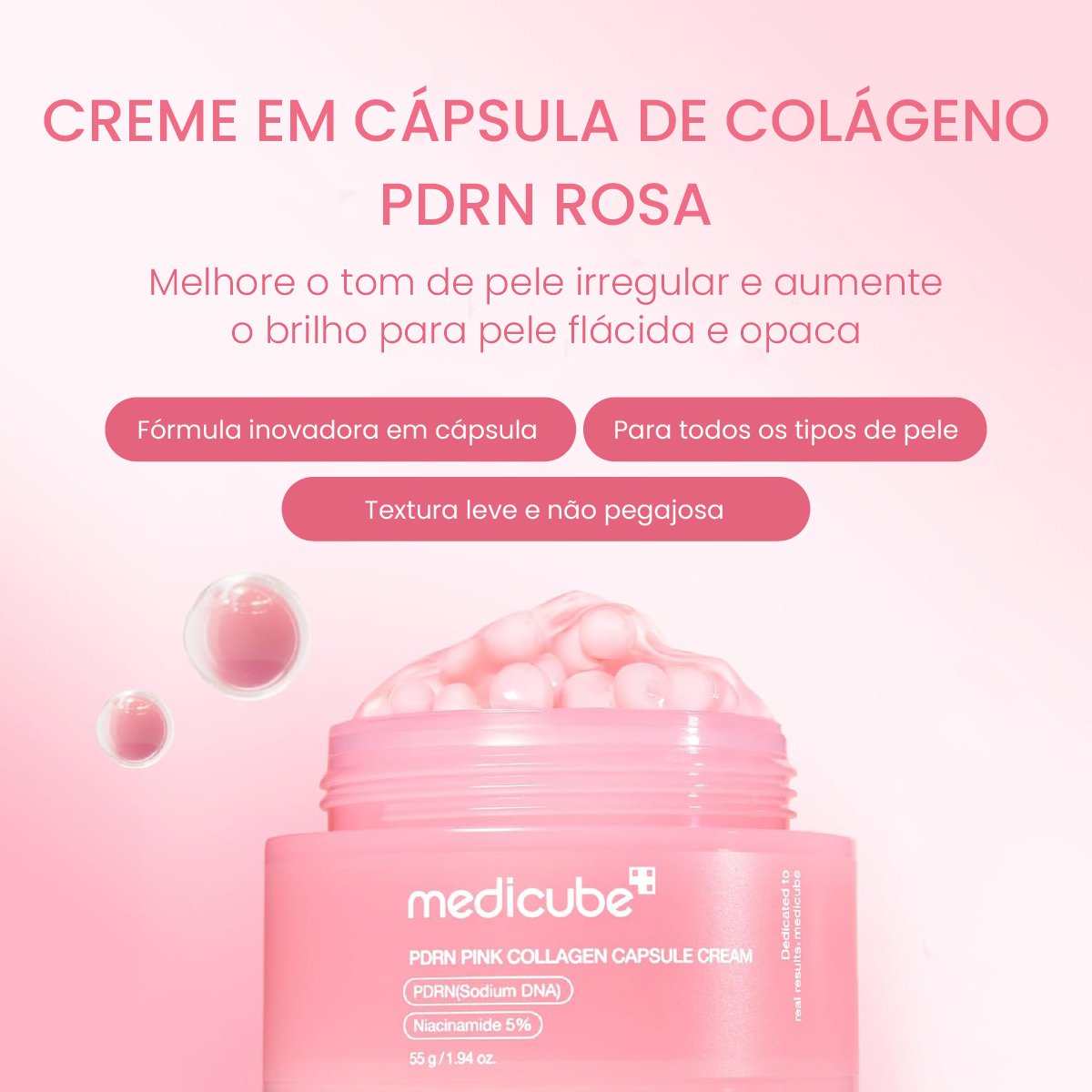 Creme Facial PDRN Pink Collagen Capsule Cream Medicube 55g 6