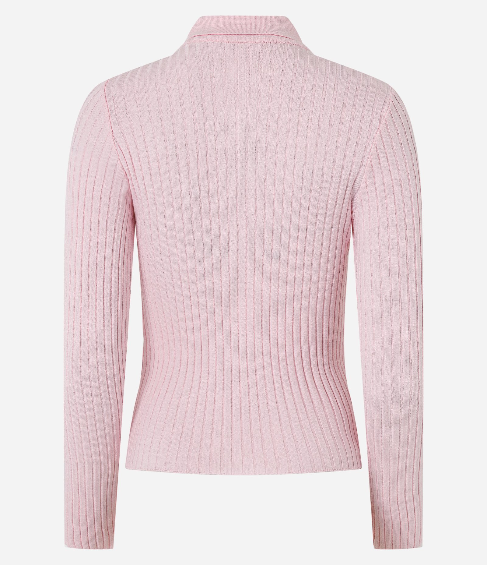 Blusa Ajustada em Tricô com Gola Polo Rosa 2