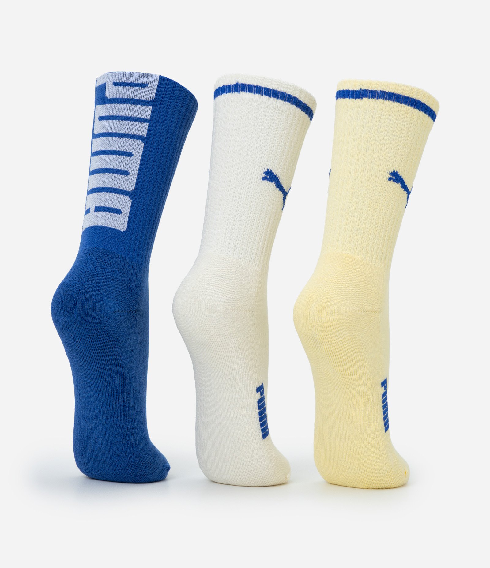 Kit 03 Meias Cano Alto Esportiva em Algodão Puma Multicores 3