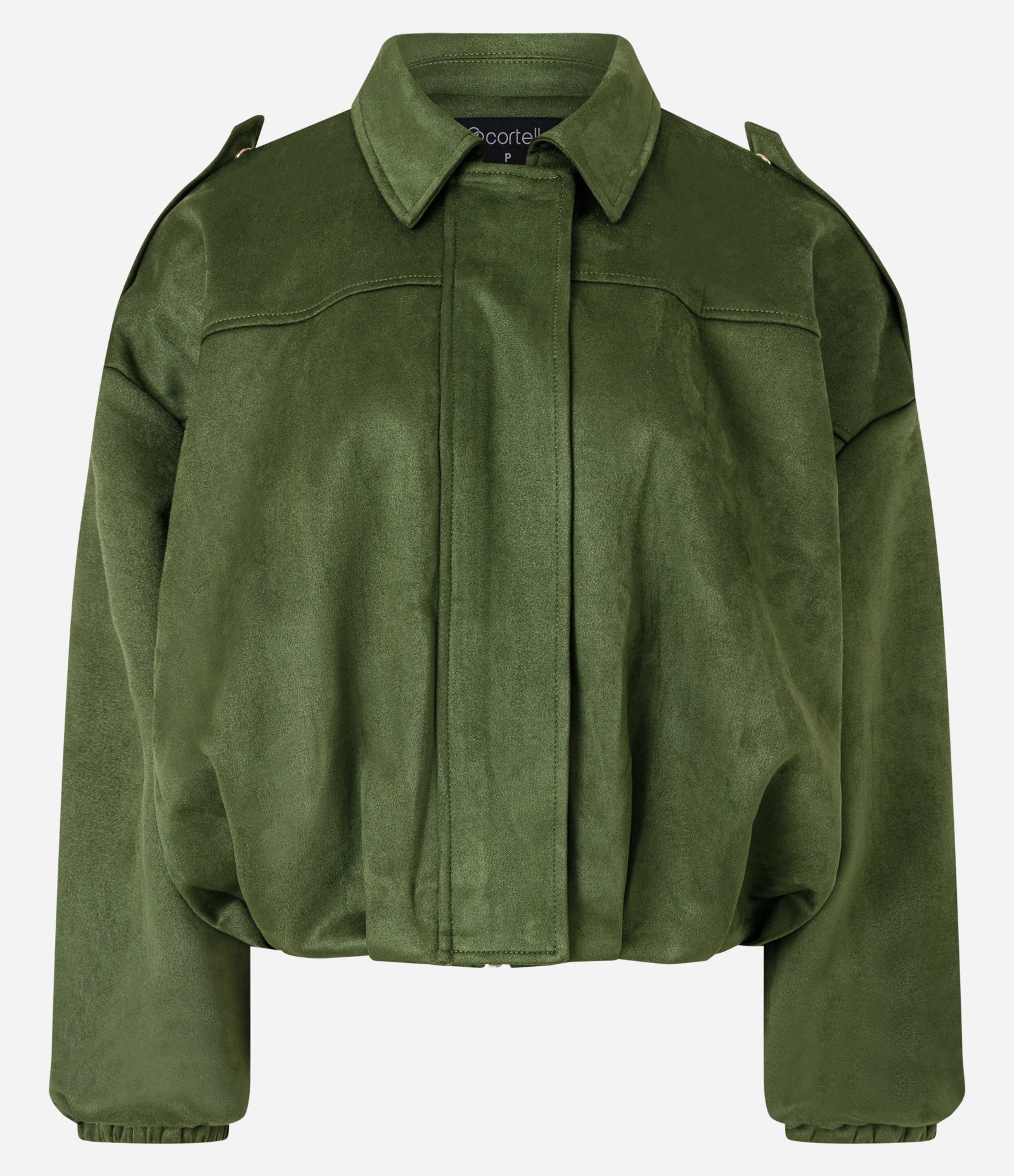 Jaqueta Bomber Suede Com Gola Clássica Verde 5