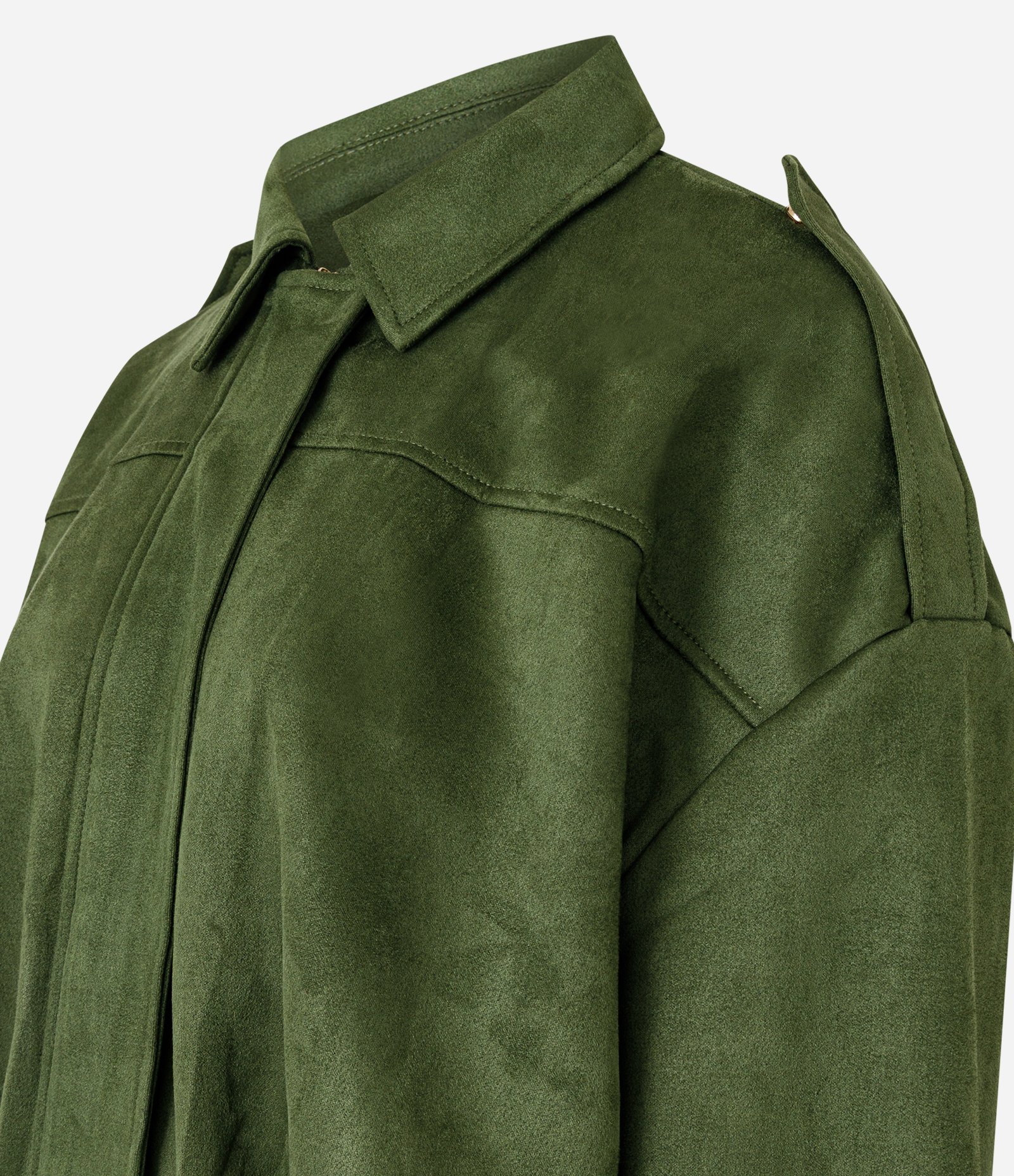 Jaqueta Bomber Suede Com Gola Clássica Verde 6