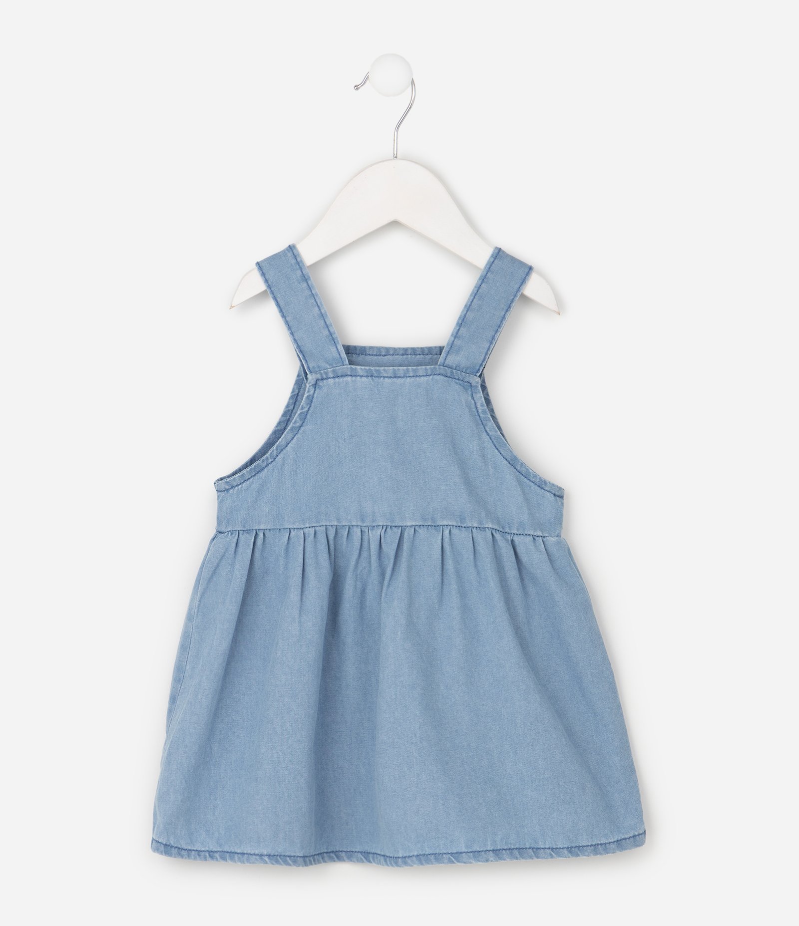 Salopete Bebê em Jeans com Florzinhas - Tam 3 a 18 Meses Azul 4