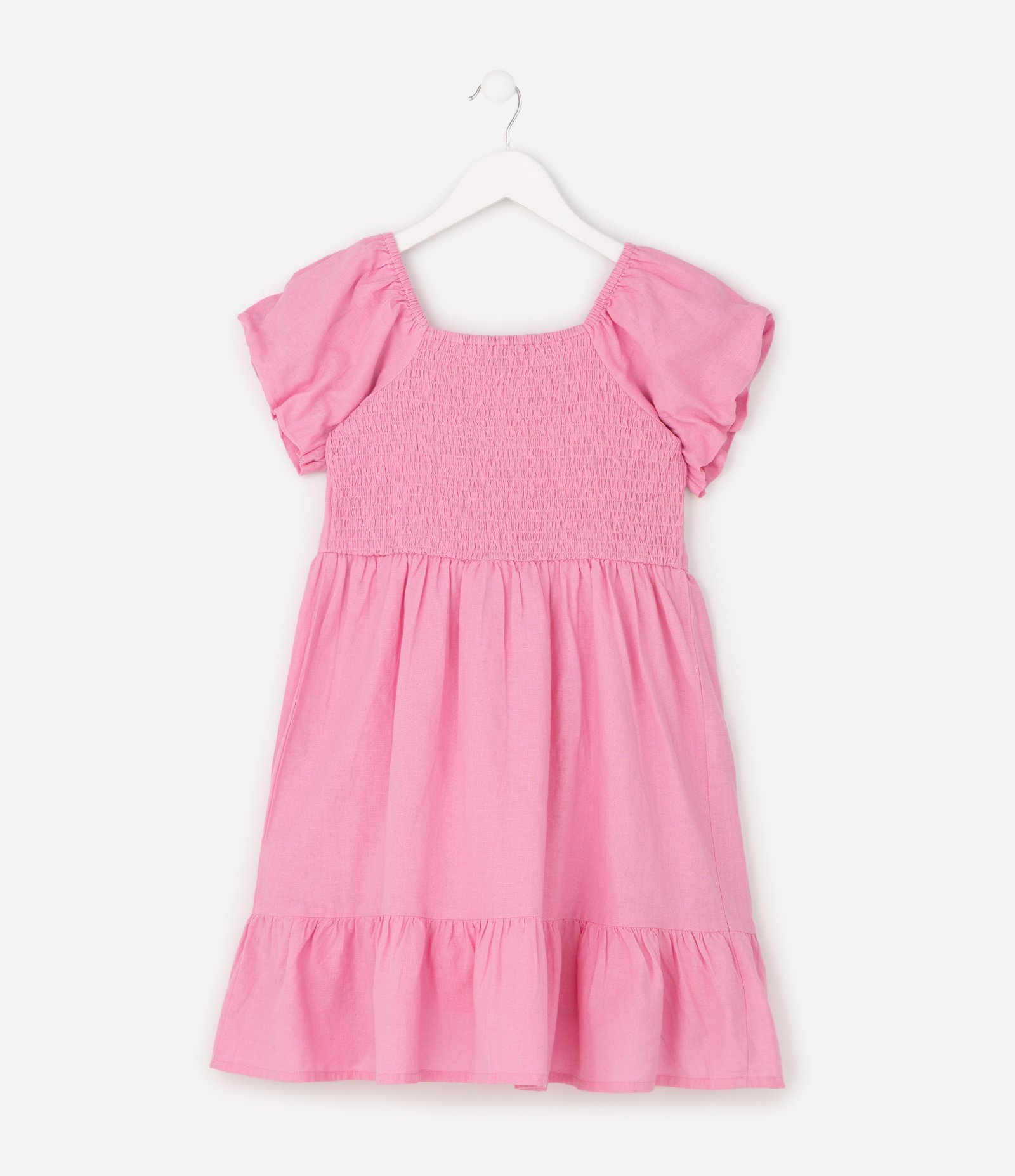 Vestido Infantil com Bordado e Mangas Bufantes - Tam 5 a 16 Anos Rosa 3