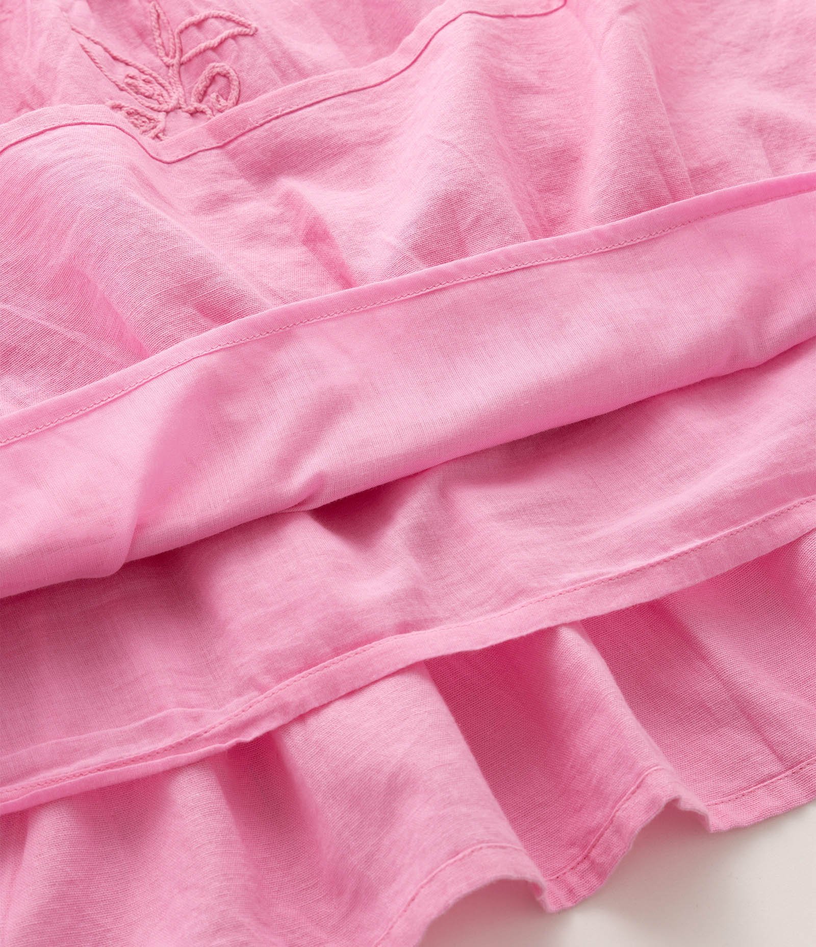 Vestido Infantil com Bordado e Mangas Bufantes - Tam 5 a 16 Anos Rosa 5