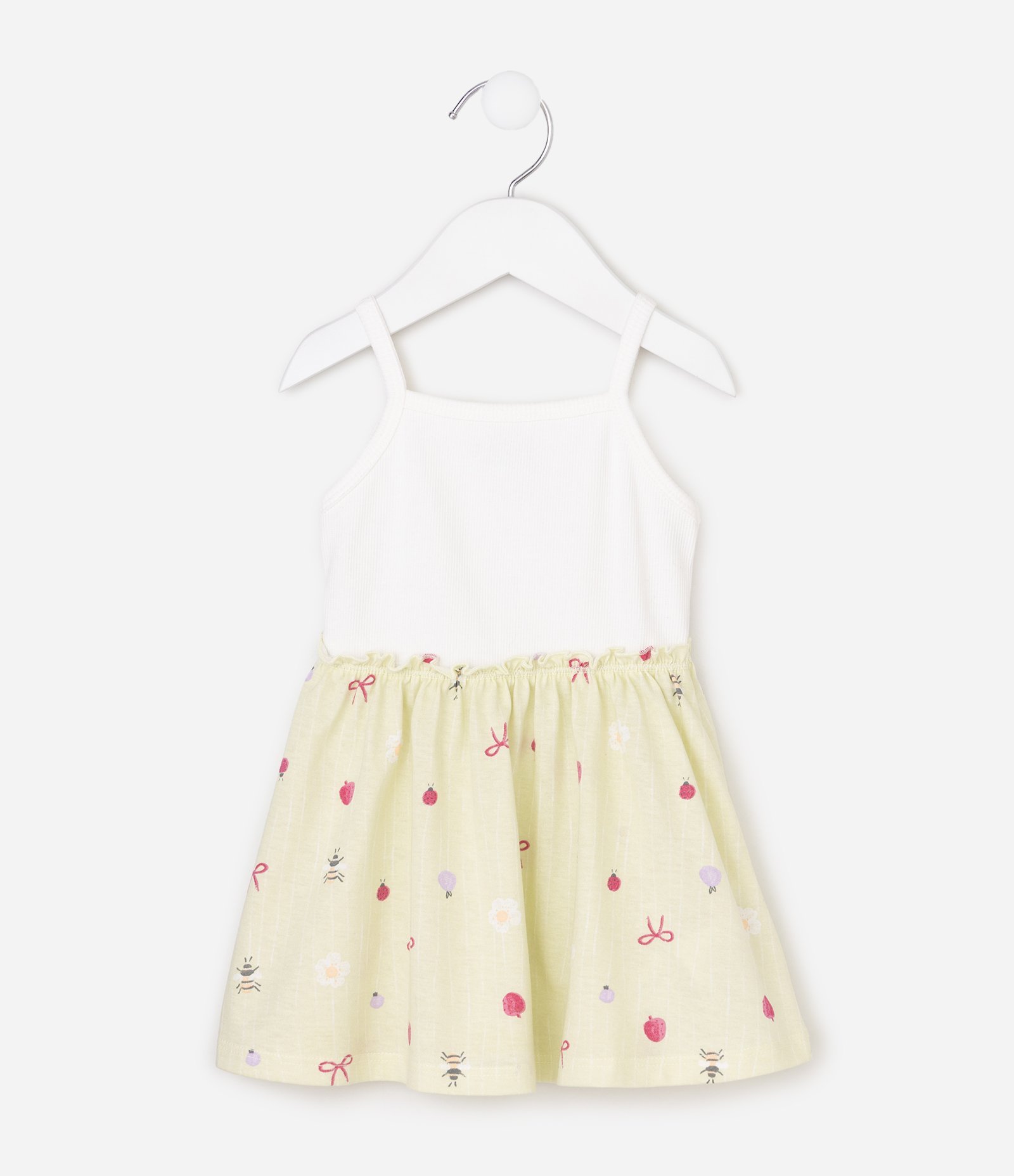 Vestido Infantil em Ribana com Lacinho - Tam 0 a 18 Meses Amarelo 2