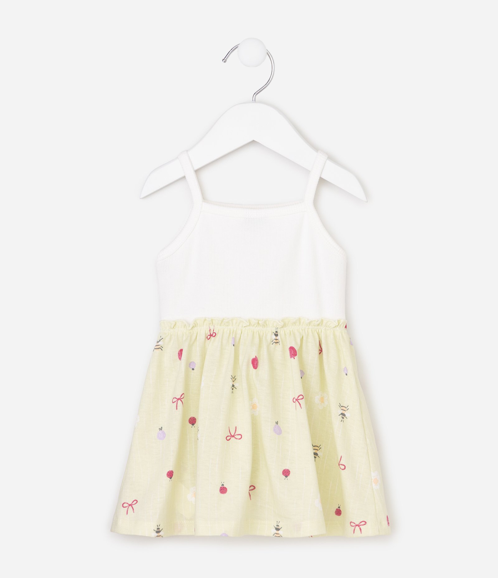 Vestido Infantil em Ribana com Lacinho - Tam 0 a 18 Meses Amarelo 3