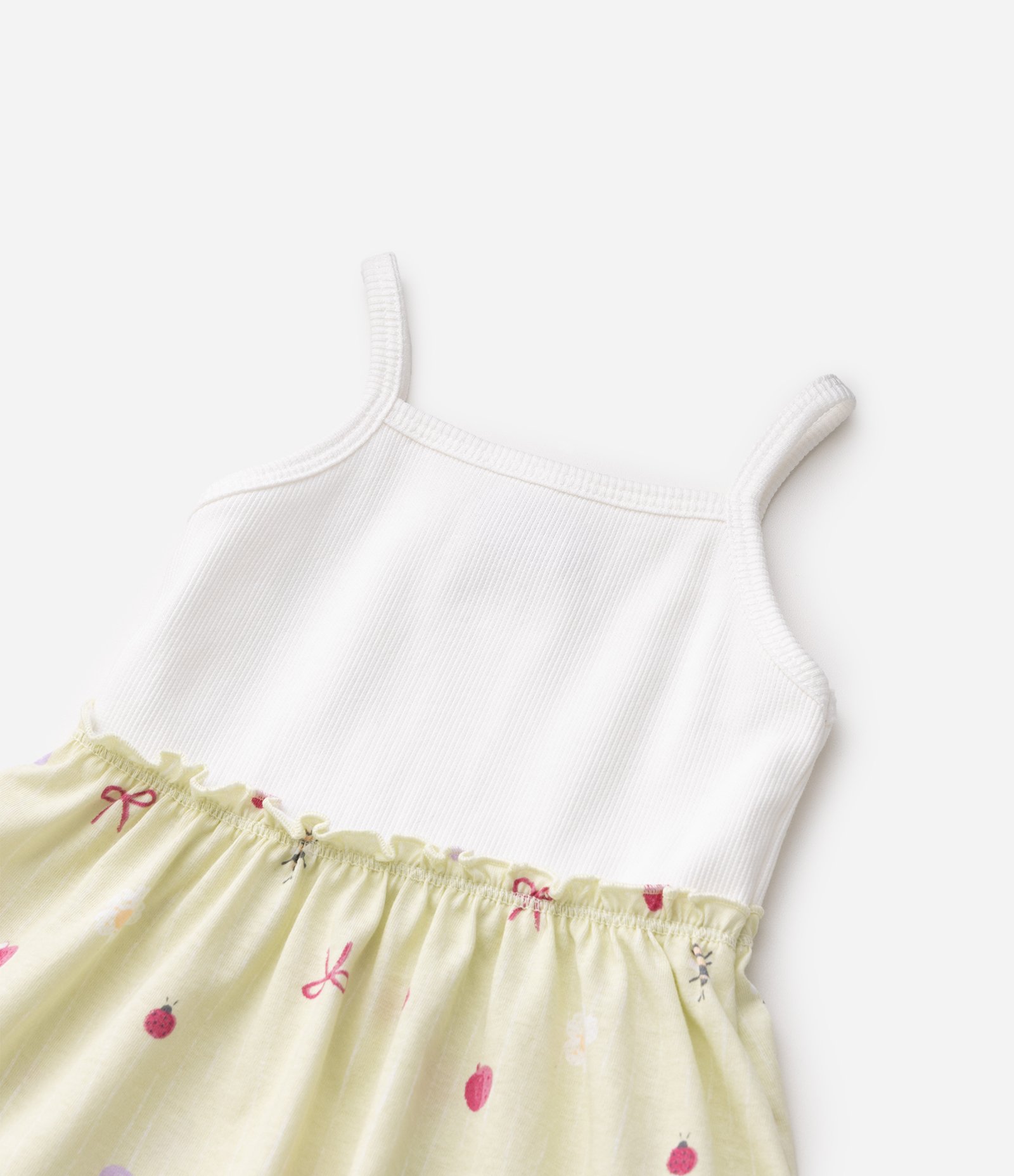 Vestido Infantil em Ribana com Lacinho - Tam 0 a 18 Meses Amarelo 5