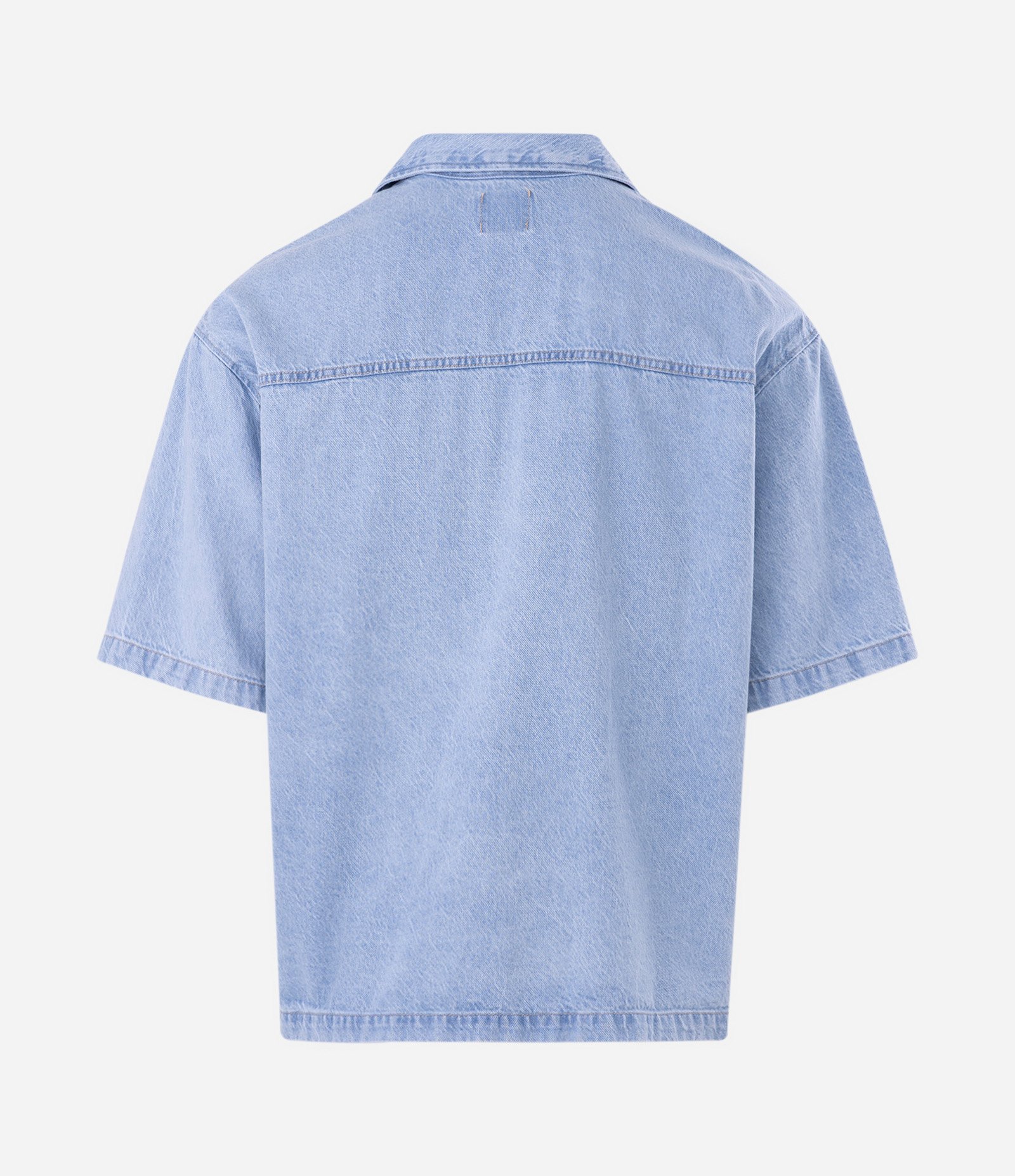 Camisa Jeans Manga Curta Boxy Azul 5