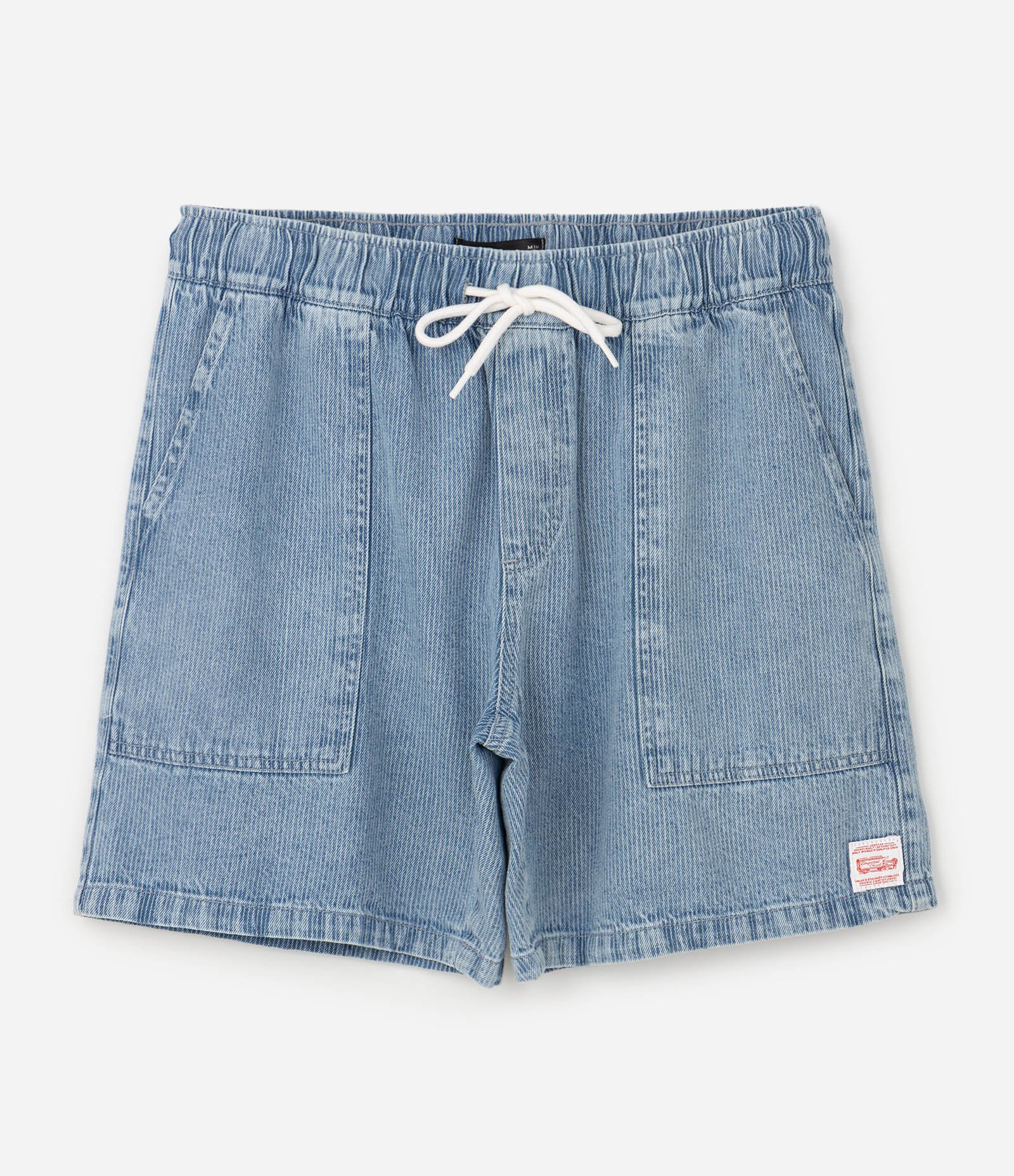 Bermuda Denim Listrada com Cós Elástico Azul 4
