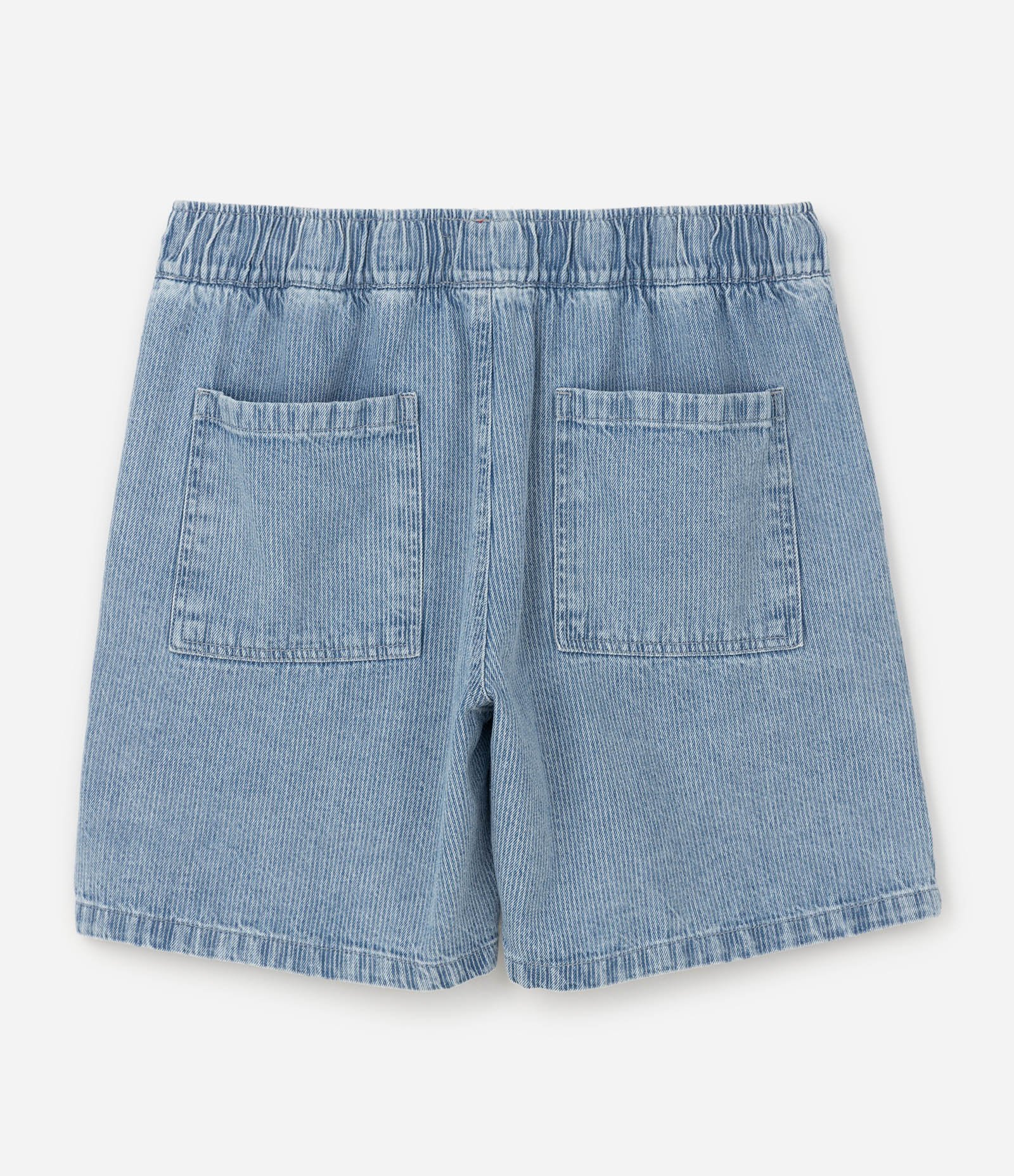 Bermuda Denim Listrada com Cós Elástico Azul 5