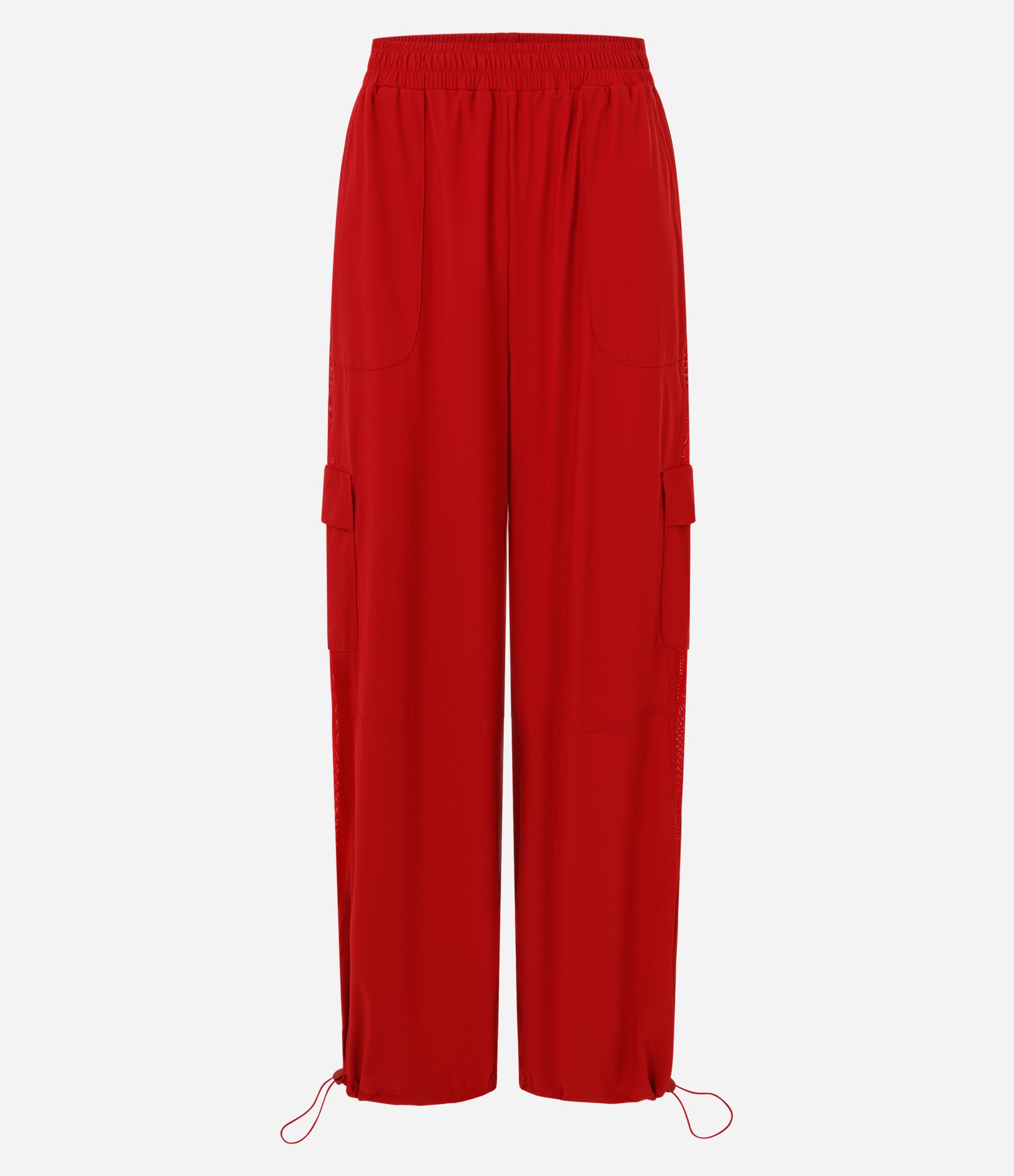 Calça Cargo Baggy em Microfibra com Bolsos Laterais Vermelho 5