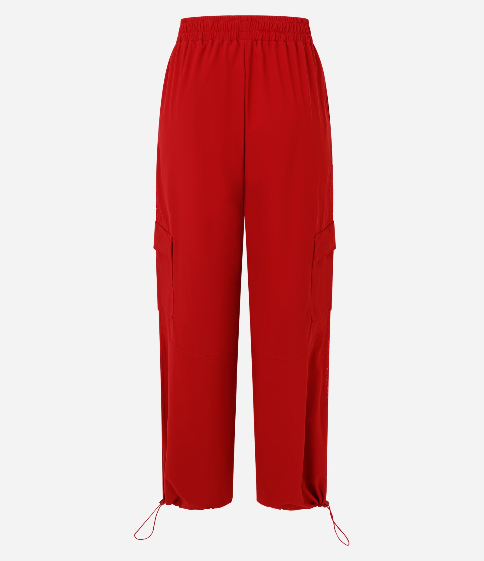 Calça Cargo Baggy em Microfibra com Bolsos Laterais Vermelho 6