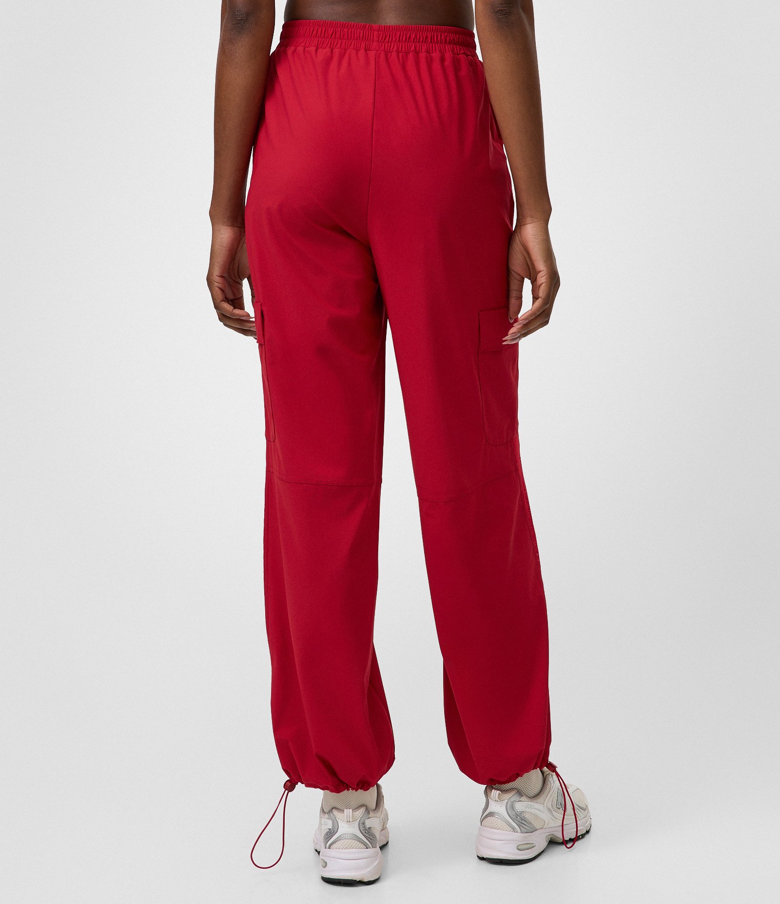 Calça Cargo Baggy em Microfibra com Bolsos Laterais Vermelho 3