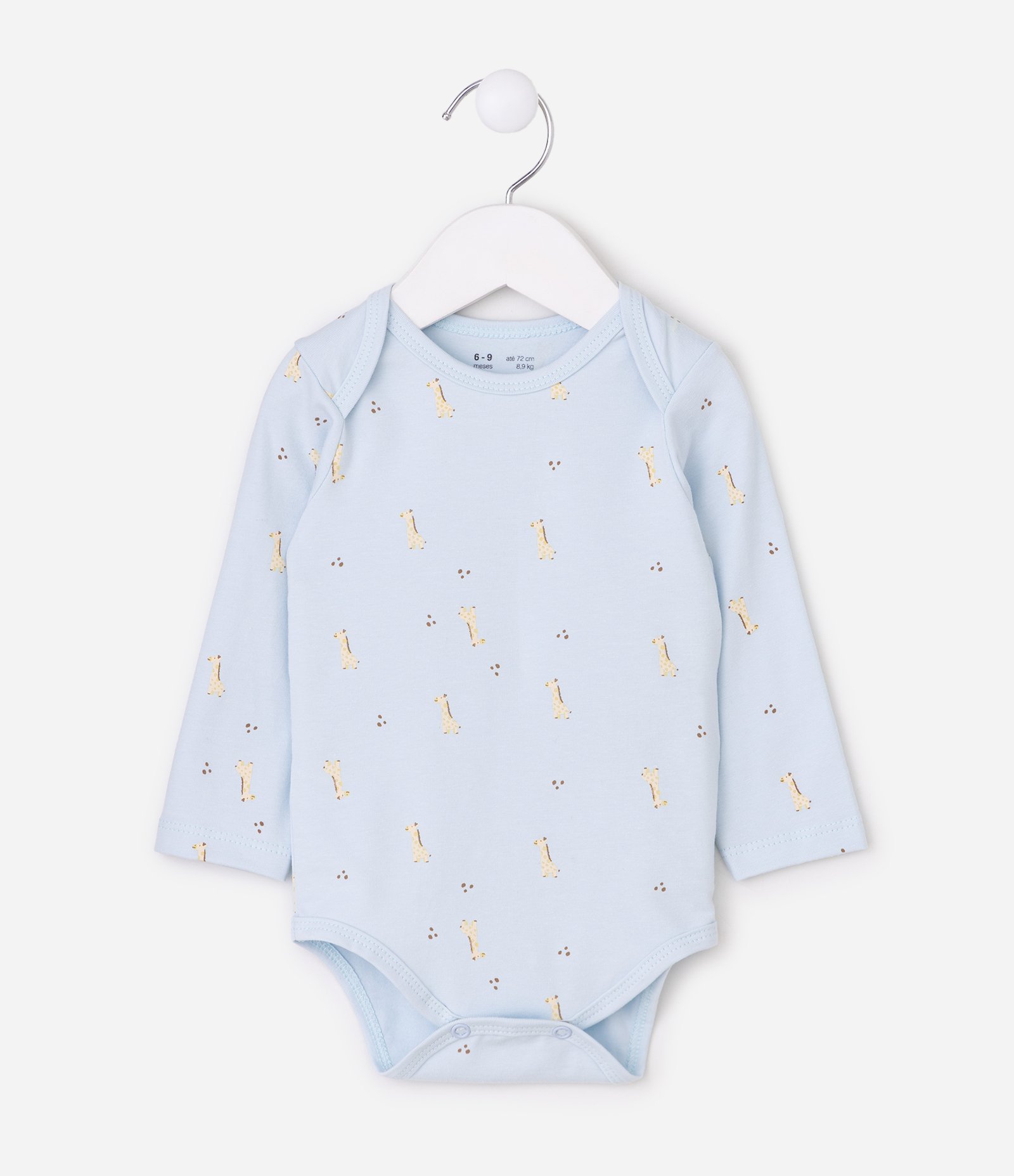 Body Bebê com Estampa Girafinhas – Tam RN a 18 Meses Azul Bebê 2