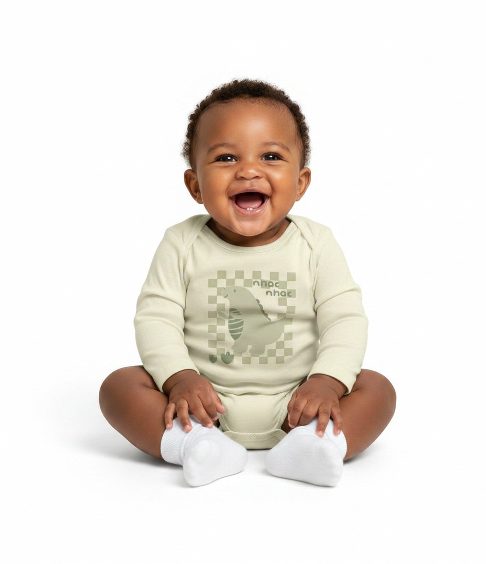 Body Bebê com Estampa Dinossauro e Lettering – Tam 0 a 18 Meses Amarelo Claro 1