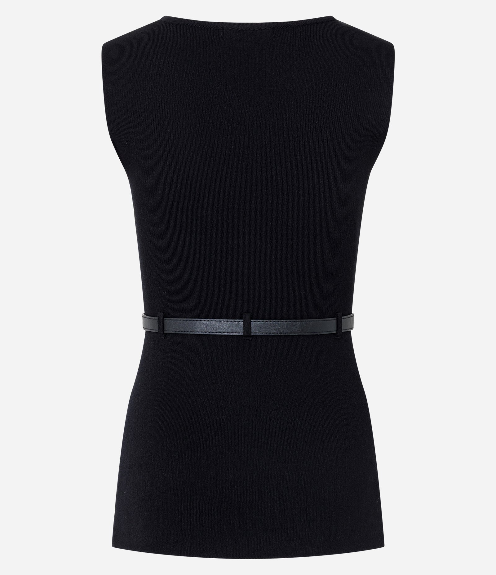 Blusa Alongada em Tricô com Cinto Fino Preto 3