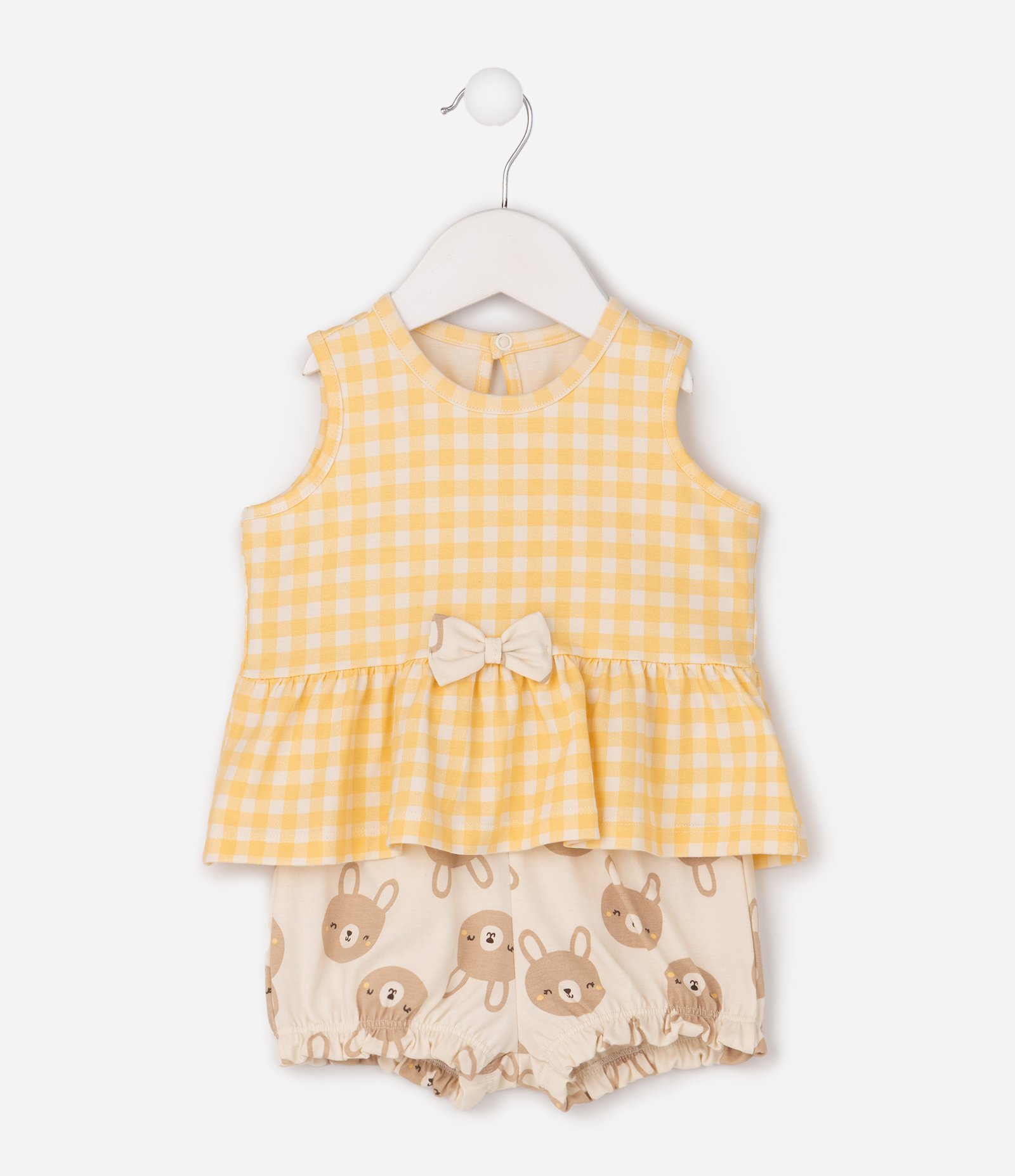 Conjunto Bebê em Cotton com Bata e Short Estampado - Tam 0 A 18 Meses Multicores 2