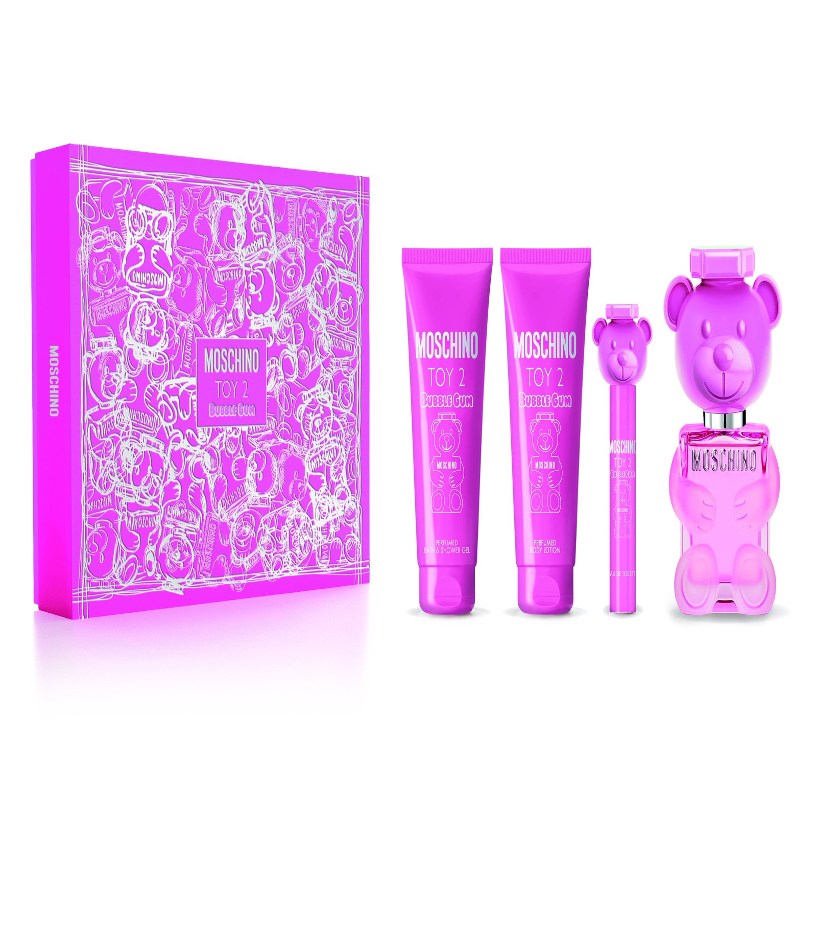 Kit Moschino Toy 2 Bubble Gum EDT 100ml + Body Shower Gel 100ml + Body Lotion 100ml + Travel Size 10ml KIT 1
