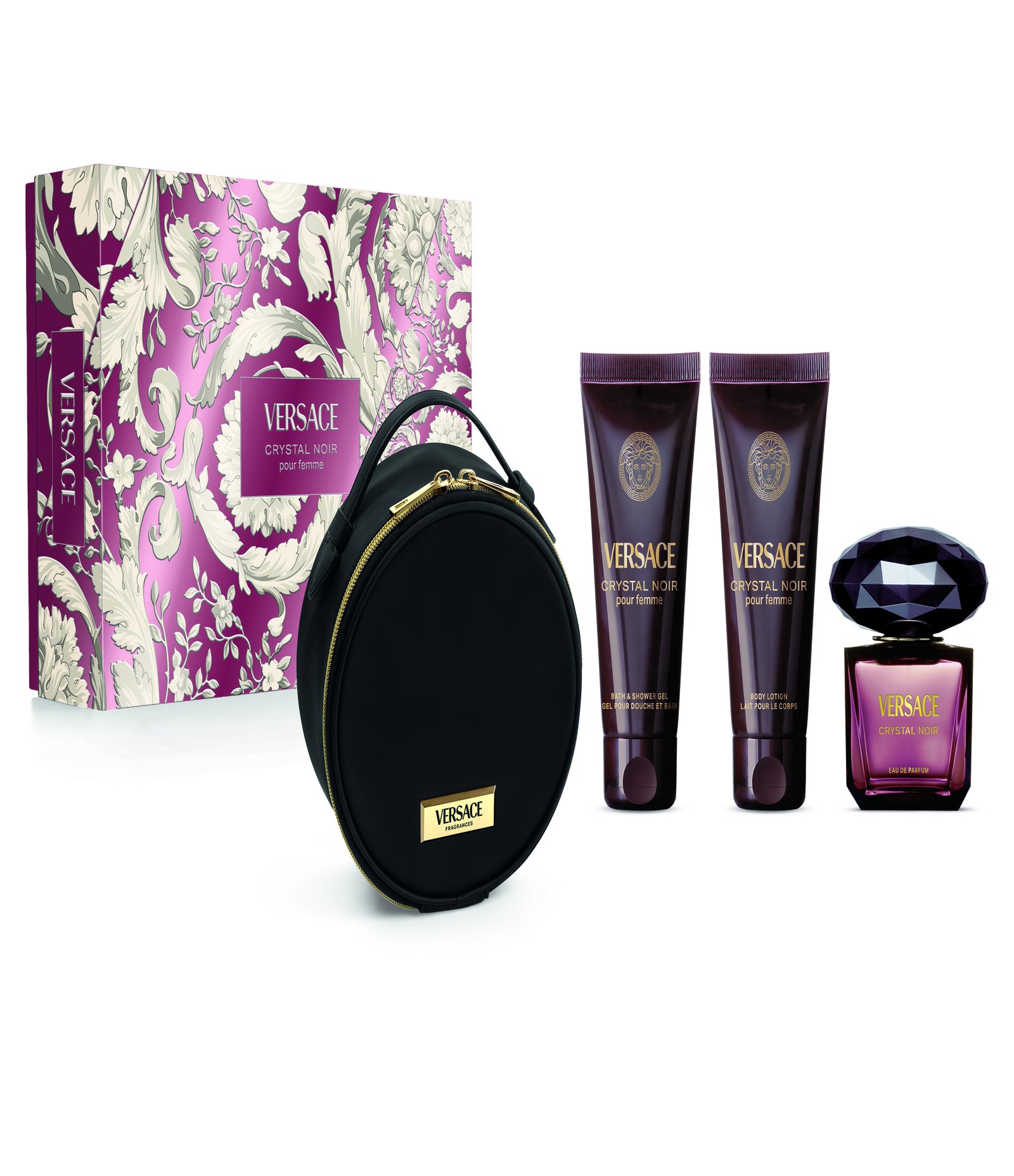 Kit Versace Crystal Noir EDP 90ml + Shower Gel100ml + Loção Corporal 100ml KIT 1