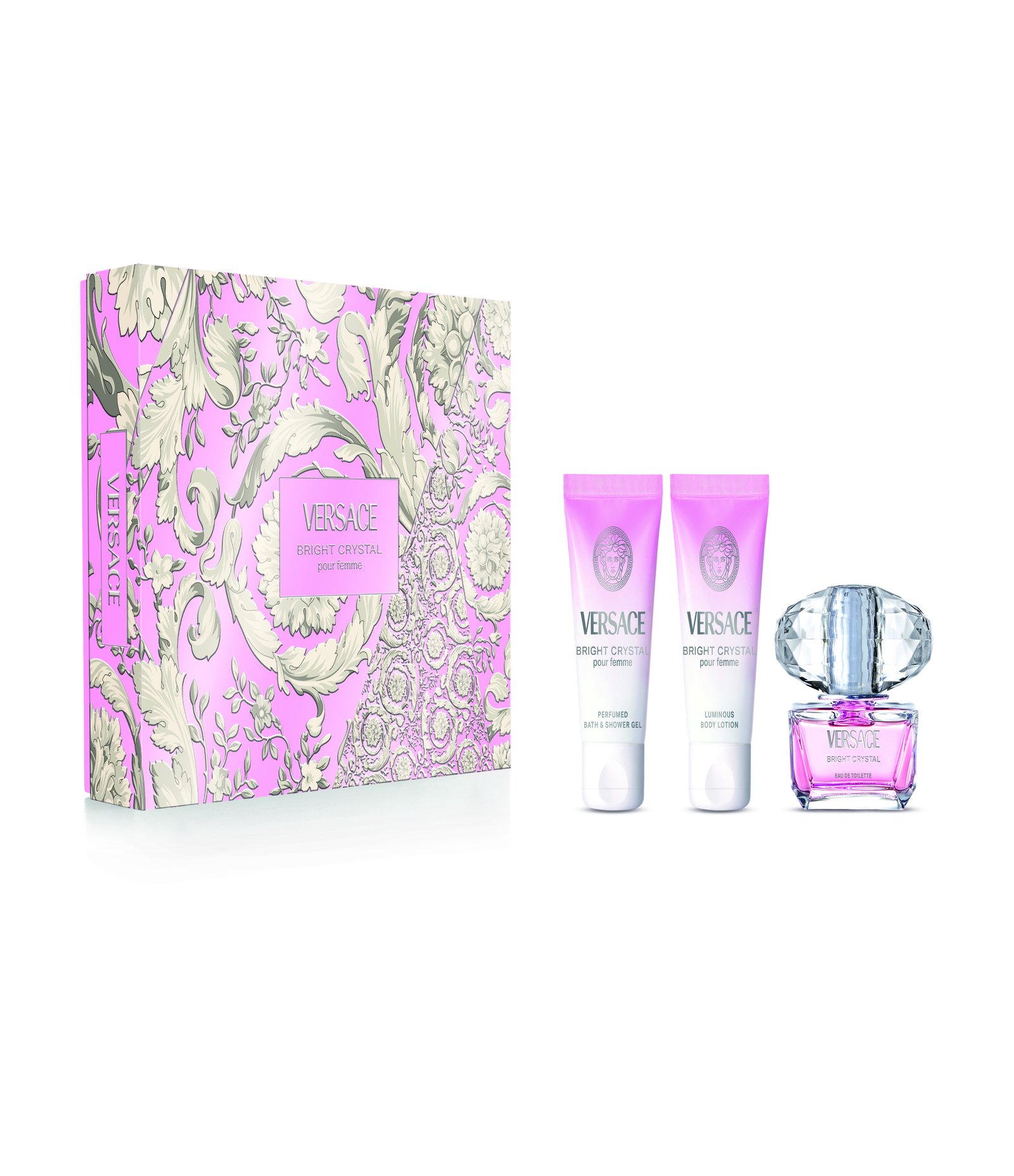 Kit Versace Bright Crystal EDT 50ml + Body Shower Gel 50ml + Body Lotion 5ml KIT 1