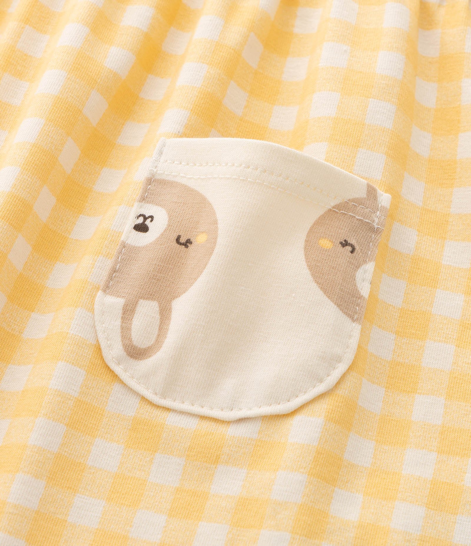Vestido Infantil em Algodão e Estampa de Bichos com Bolsos - Tam 0 a 18 Meses Amarelo 3