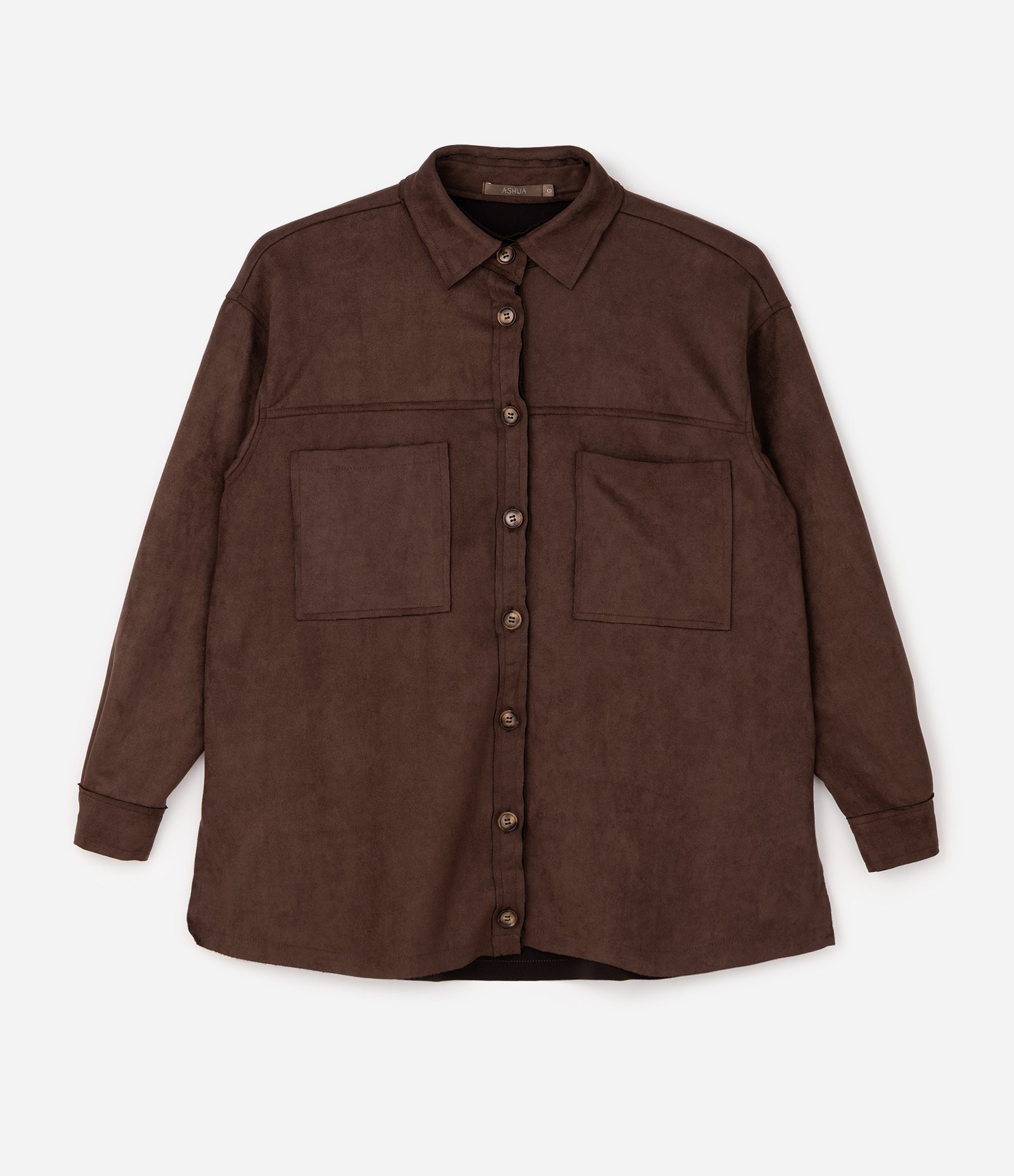 Jaqueta Leve Suede Com Botões Curve & Plus Size Marrom 1