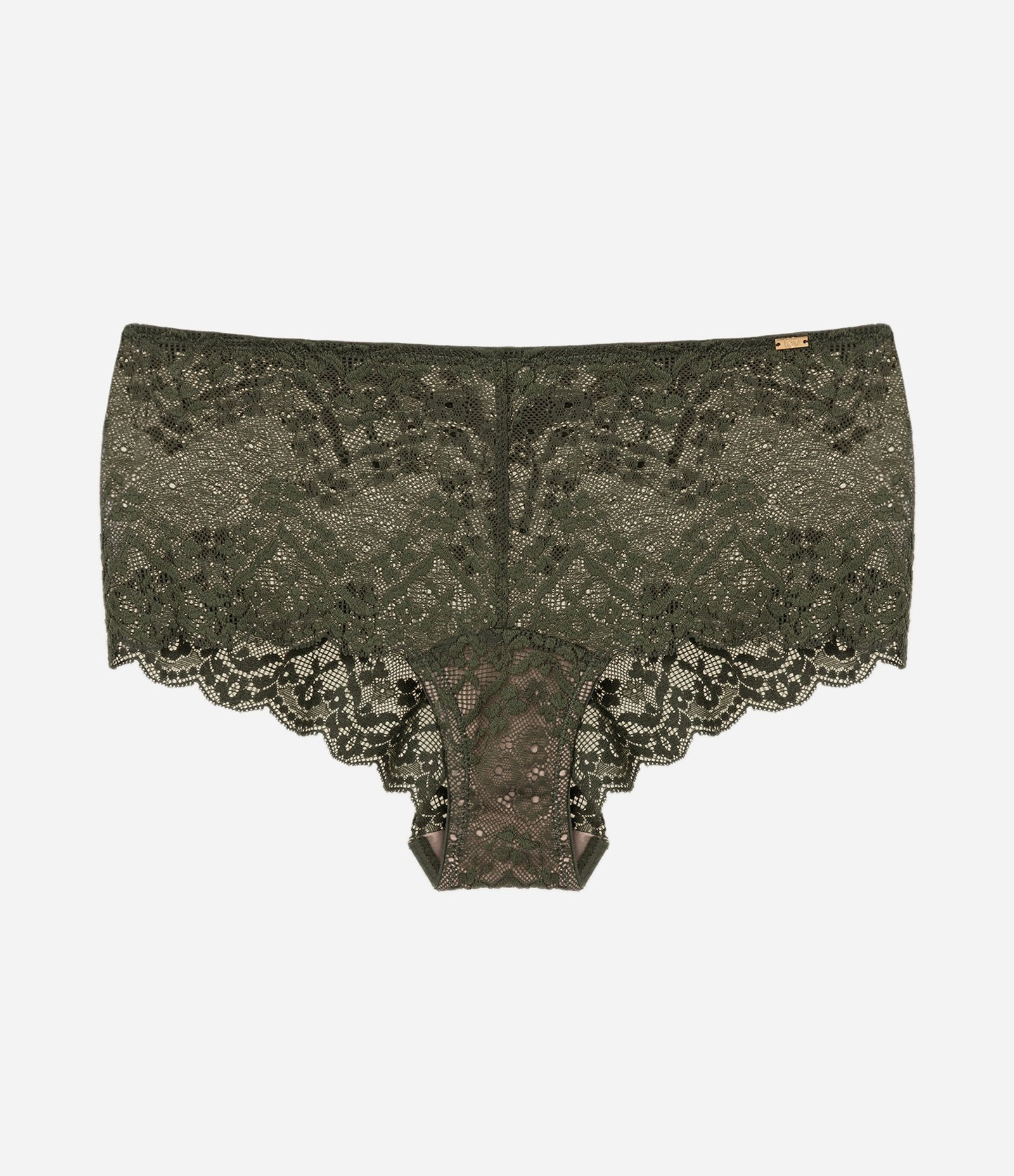 Calcinha Caleçon em Renda Floral com Transparência Verde 5