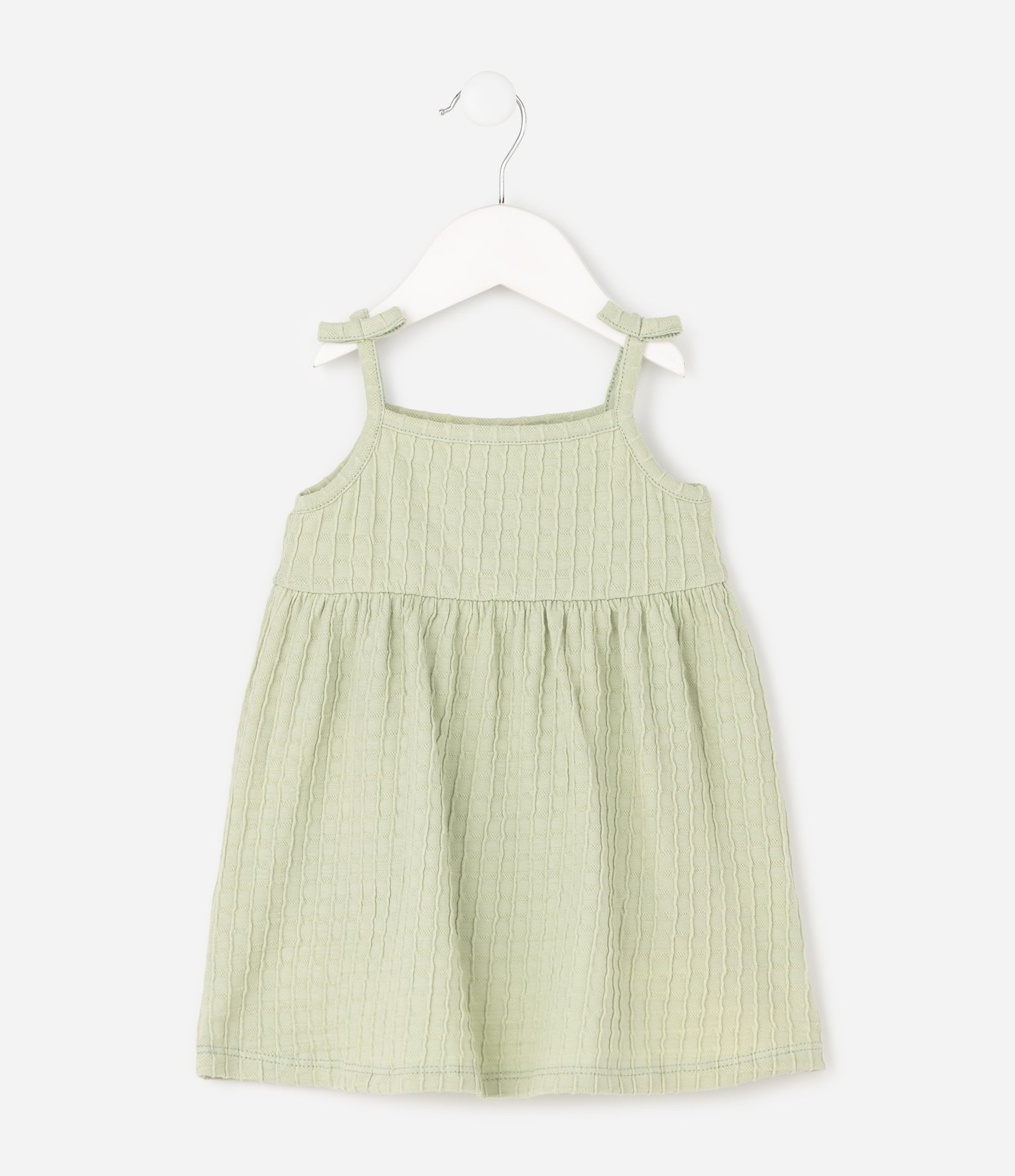 Conjunto Bebê Vestido com Body com Alças de Laço – Tam 0 a 18 Meses Verde 4