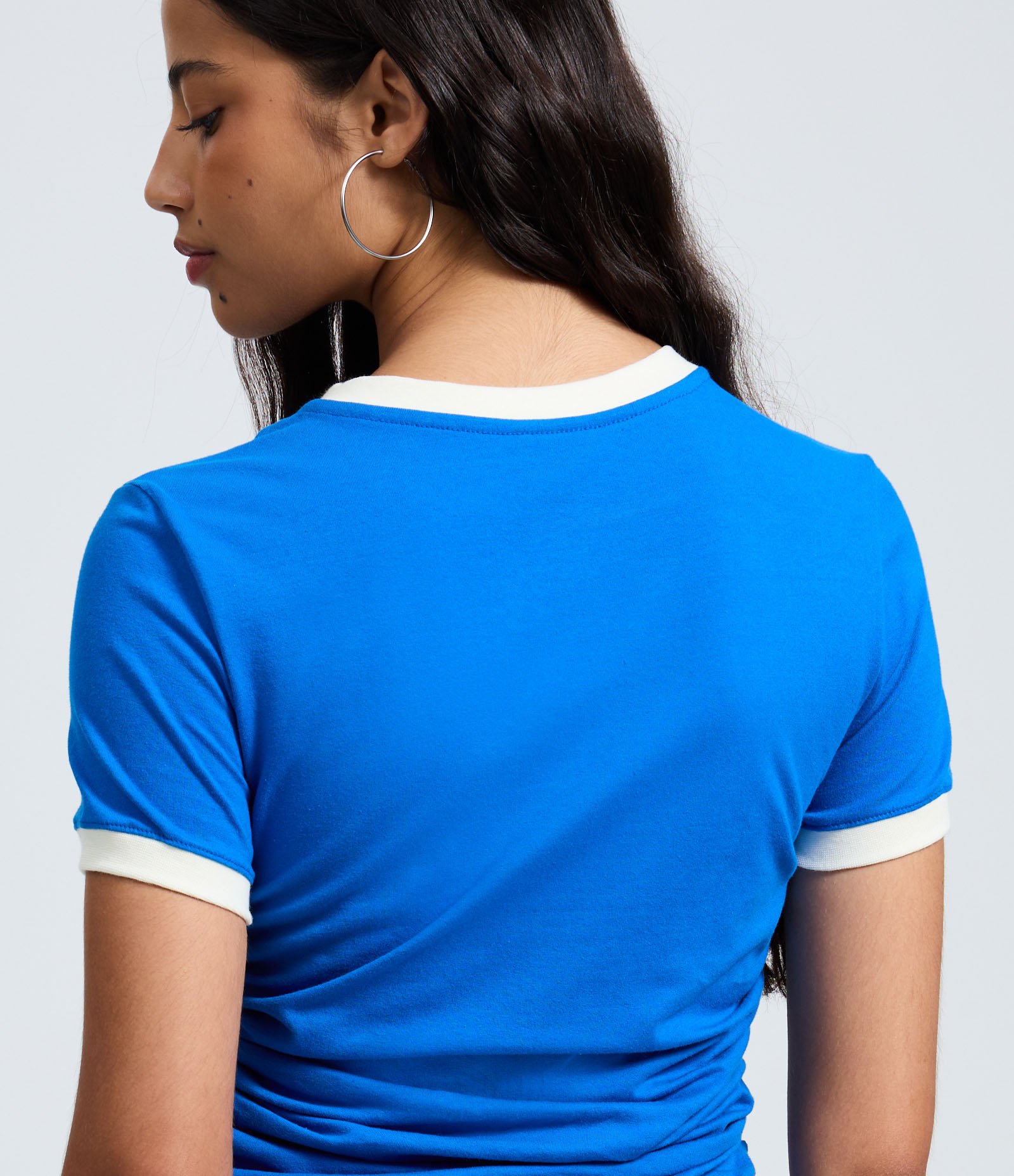 Camiseta em Algodão com Estampa Guaraná e Amarração Lateral Azul 4
