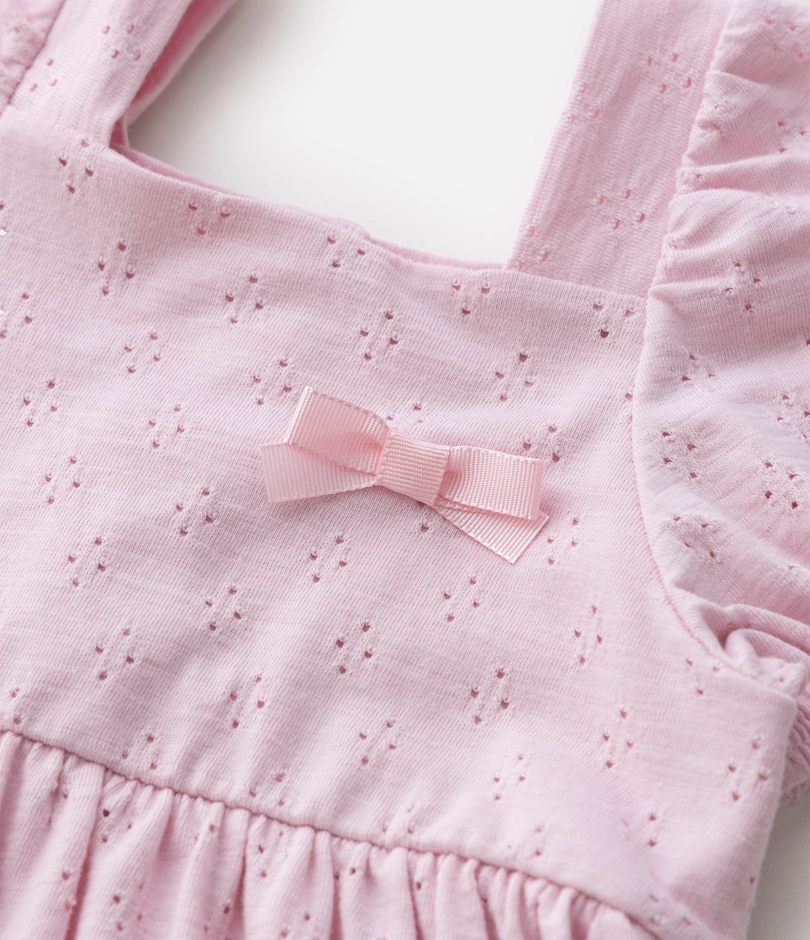 Vestido em Algodão com Laço e Saia em Camadas Bebê - Tam 0 a 18 Meses Rosa 5