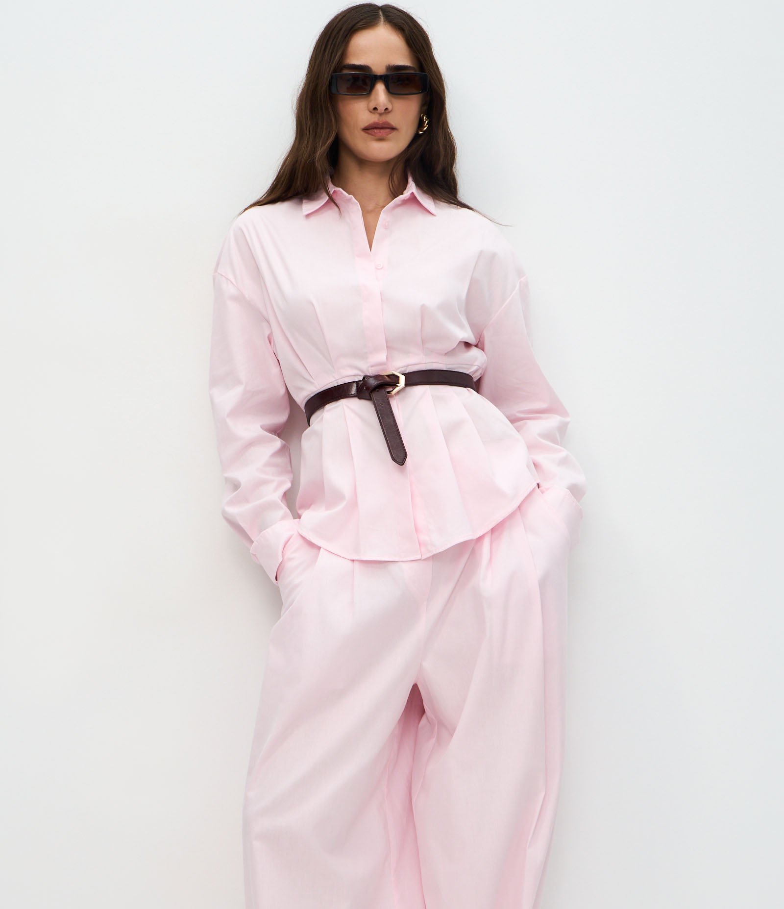 Calça Aladim em Algodão com Pregas Rosa 3