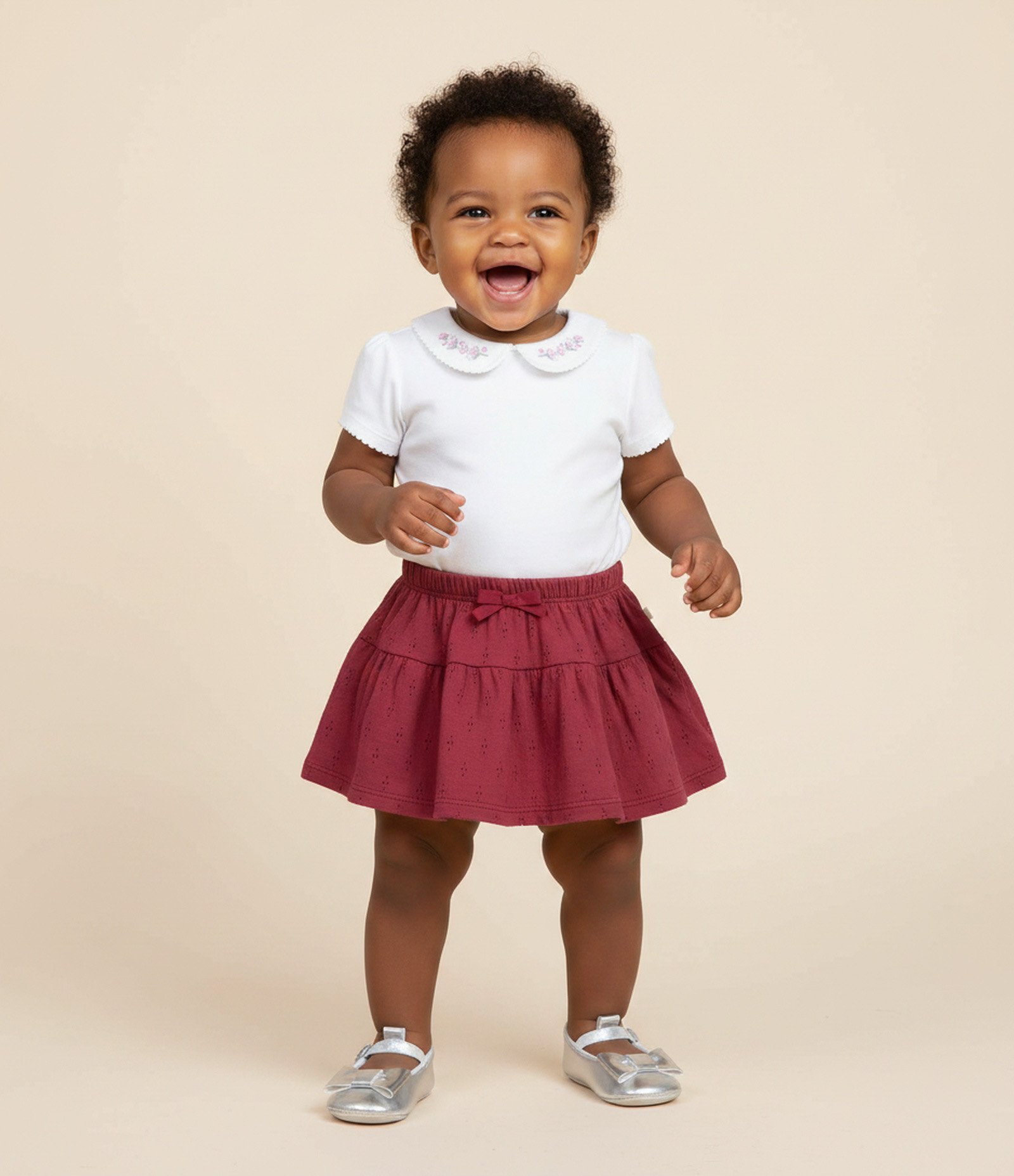 Short Saia Bebê Texturizado com Lacinho – Tam 0 a 18 Meses Vermelho 1